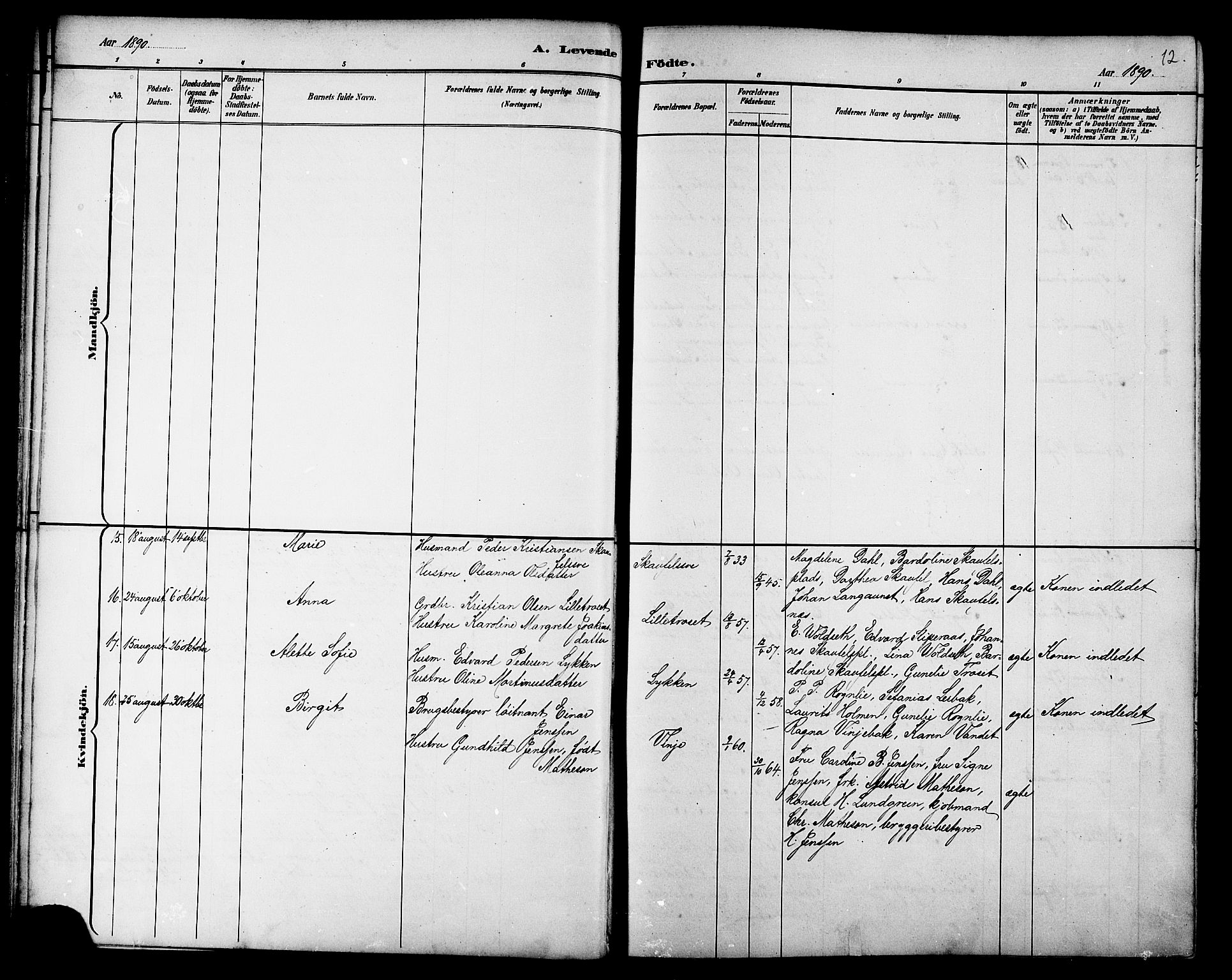 Ministerialprotokoller, klokkerbøker og fødselsregistre - Nord-Trøndelag, SAT/A-1458/733/L0327: Klokkerbok nr. 733C02, 1888-1918, s. 12