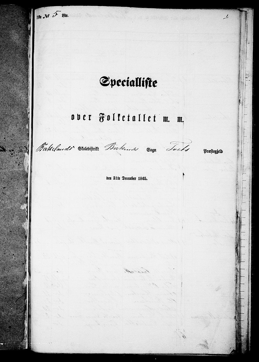 RA, Folketelling 1865 for 1013P Tveit prestegjeld, 1865, s. 136