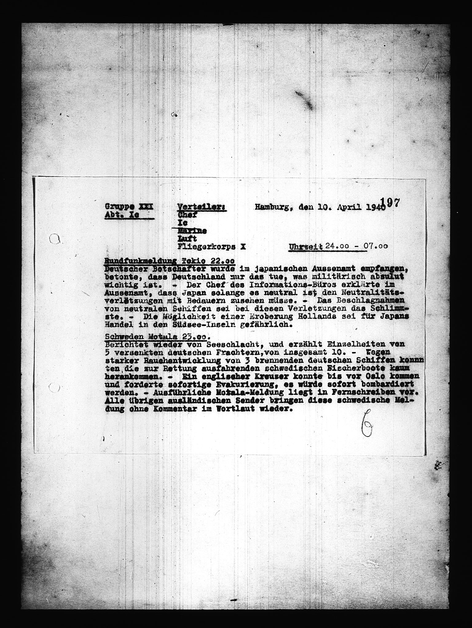 Documents Section, AV/RA-RAFA-2200/V/L0085: Amerikansk mikrofilm "Captured German Documents".
Box No. 724.  FKA jnr. 615/1954., 1940-1941, s. 62
