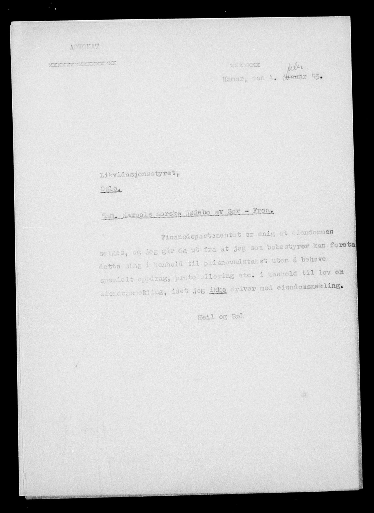 Justisdepartementet, Tilbakeføringskontoret for inndratte formuer, AV/RA-S-1564/H/Hc/Hcc/L0949: --, 1945-1947, s. 765