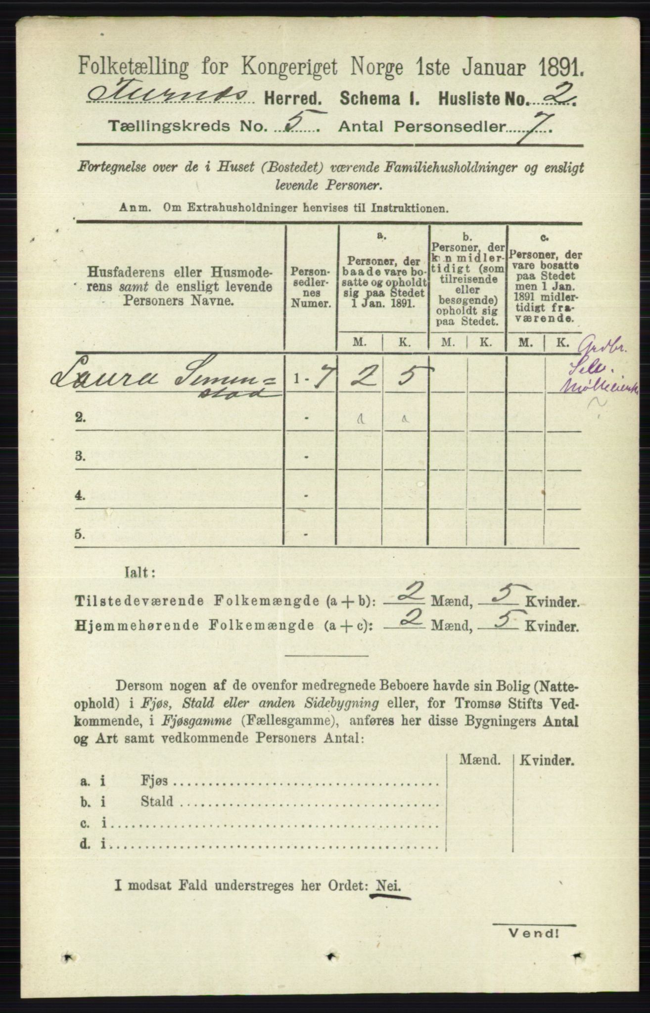 RA, Folketelling 1891 for 0413 Furnes herred, 1891, s. 3000