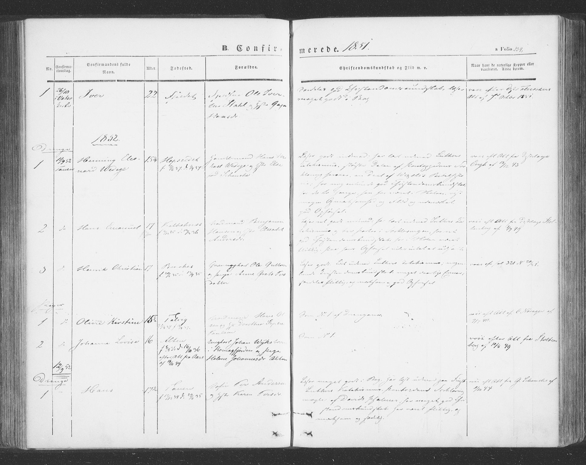 Tana sokneprestkontor, SATØ/S-1334/H/Ha/L0001kirke: Ministerialbok nr. 1, 1846-1861, s. 134