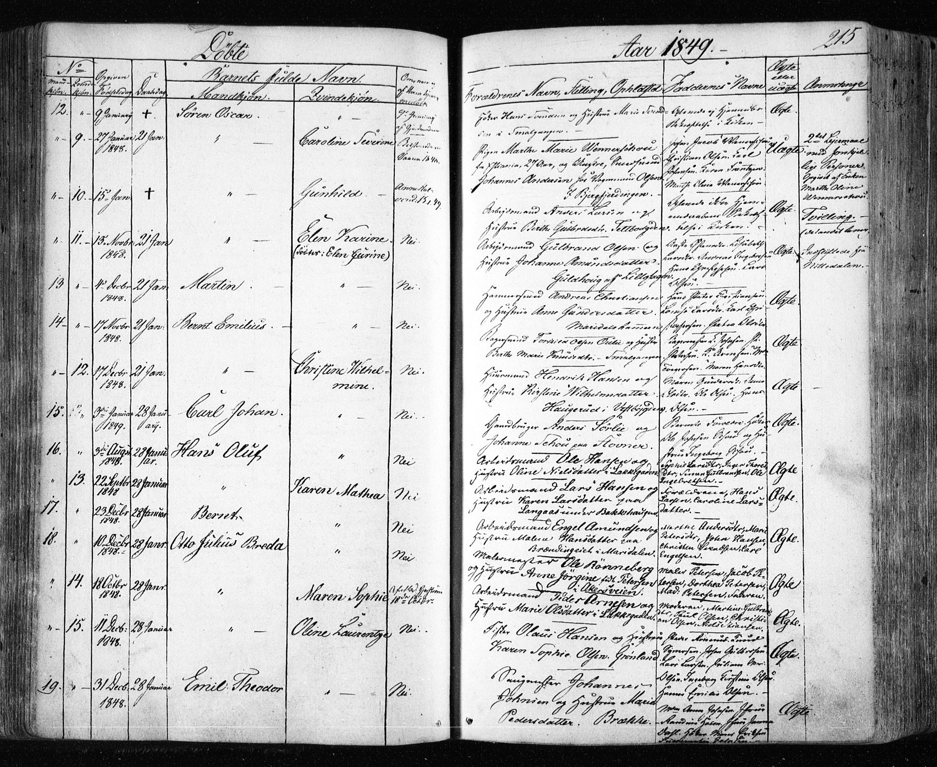 Aker prestekontor kirkebøker, AV/SAO-A-10861/F/L0019: Ministerialbok nr. 19, 1842-1852, s. 215