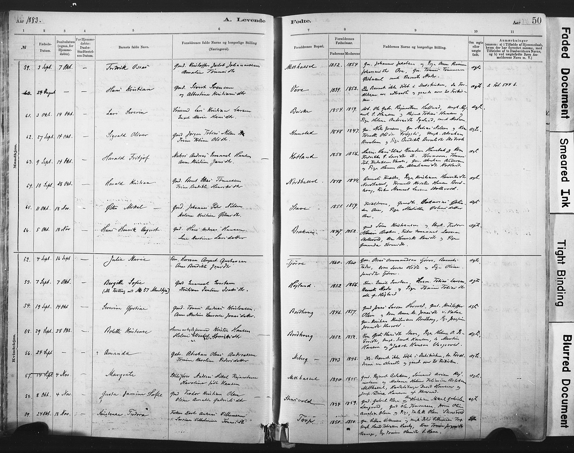 Lista sokneprestkontor, AV/SAK-1111-0027/F/Fa/L0012: Ministerialbok nr. A 12, 1879-1903, s. 50