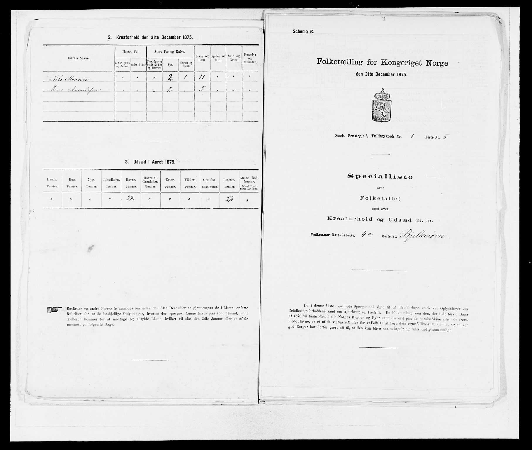 SAB, Folketelling 1875 for 1245P Sund prestegjeld, 1875, s. 37