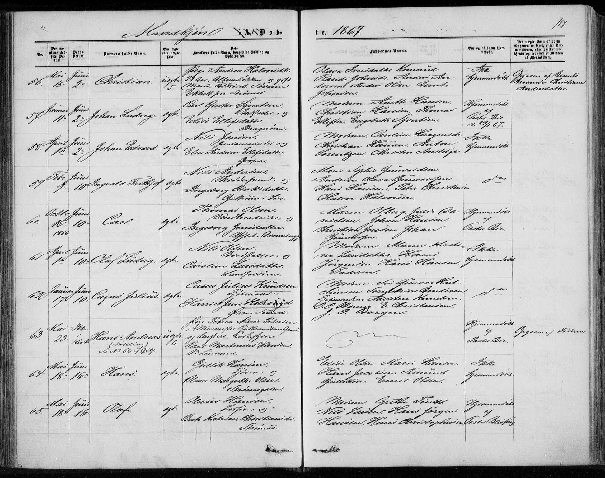Bragernes kirkebøker, AV/SAKO-A-6/F/Fb/L0003: Ministerialbok nr. II 3, 1860-1868, s. 118