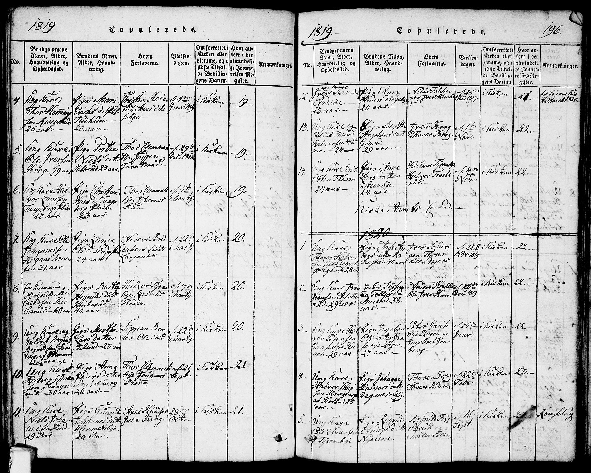 Rødenes prestekontor Kirkebøker, AV/SAO-A-2005/G/Ga/L0001: Klokkerbok nr.  I 1, 1814-1841, s. 196