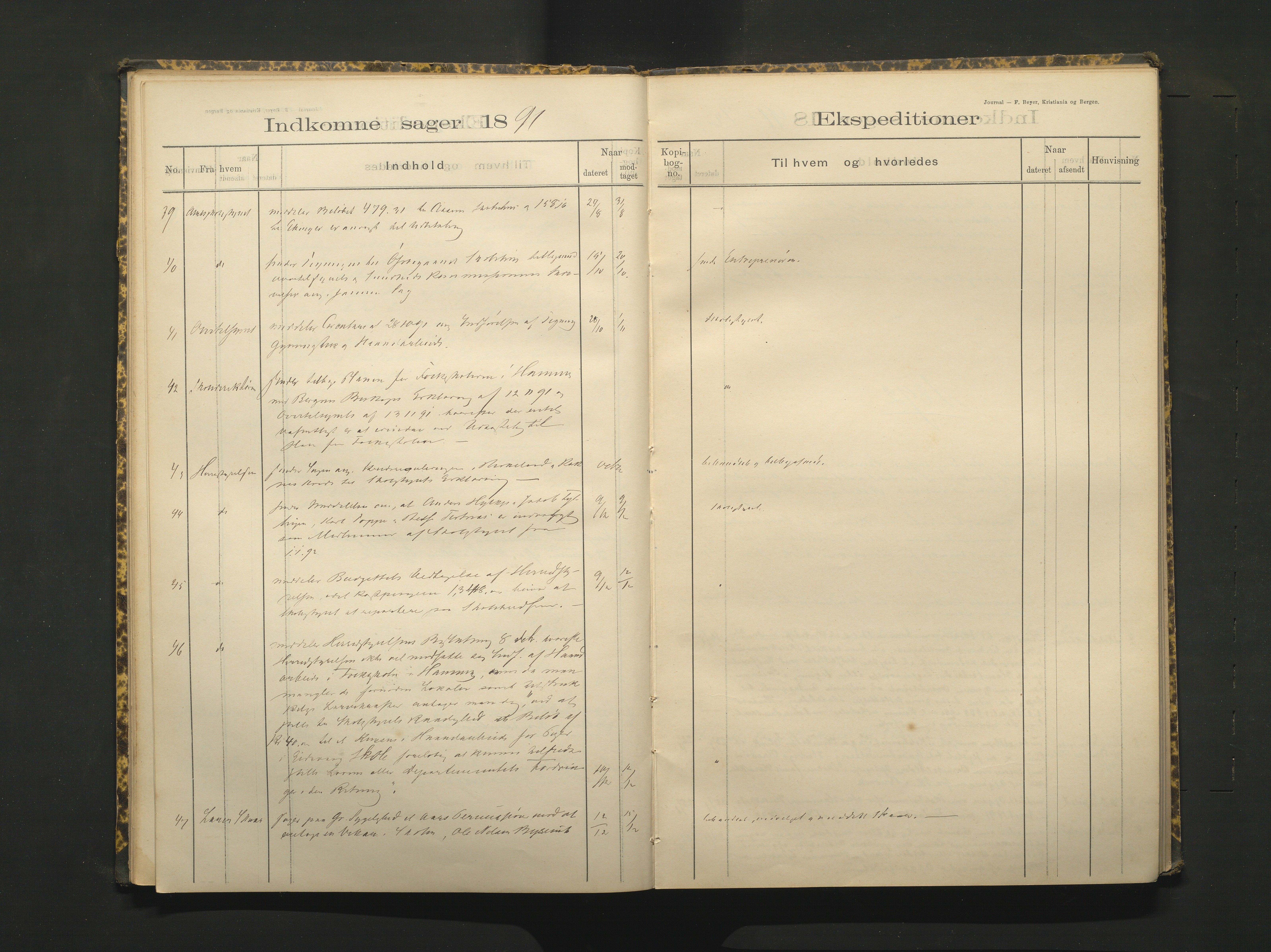 Hamre kommune. Skulestyret, IKAH/1254-211/C/Ca/L0002: Postjournal for Hamre skulestyre, 1890-1901