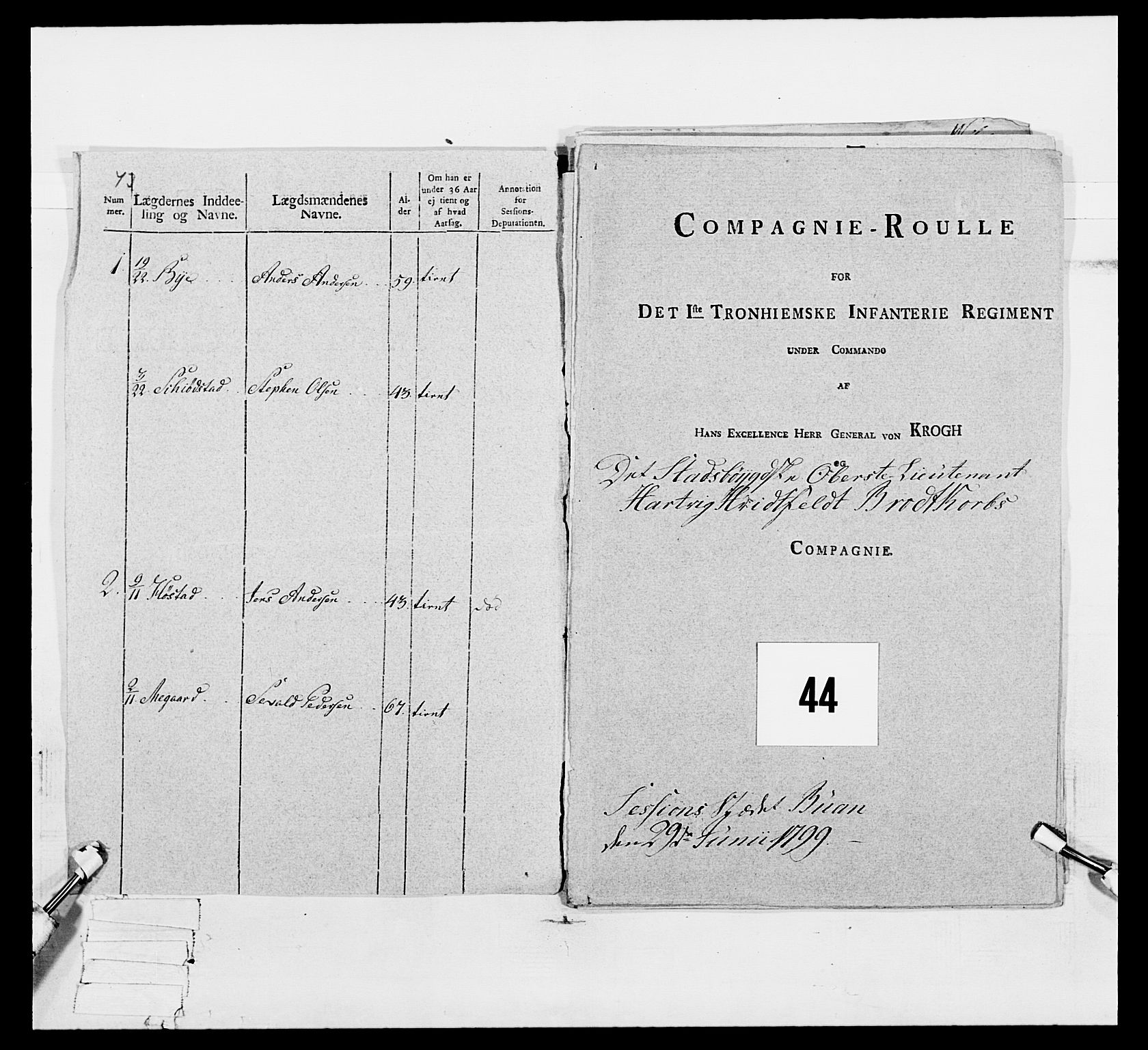 Generalitets- og kommissariatskollegiet, Det kongelige norske kommissariatskollegium, AV/RA-EA-5420/E/Eh/L0075a: 1. Trondheimske nasjonale infanteriregiment, 1789-1811, s. 119