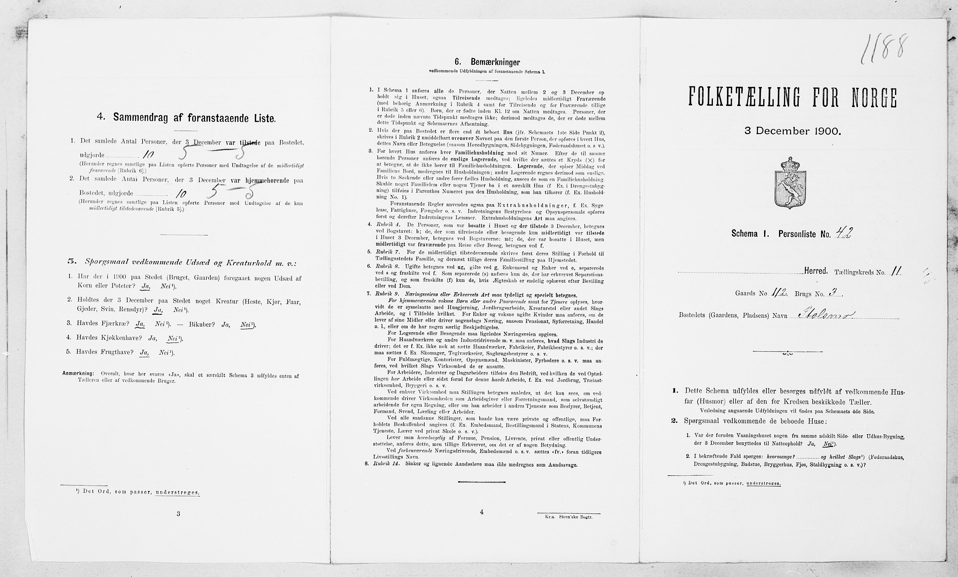 SAT, Folketelling 1900 for 1612 Hemne herred, 1900, s. 1483