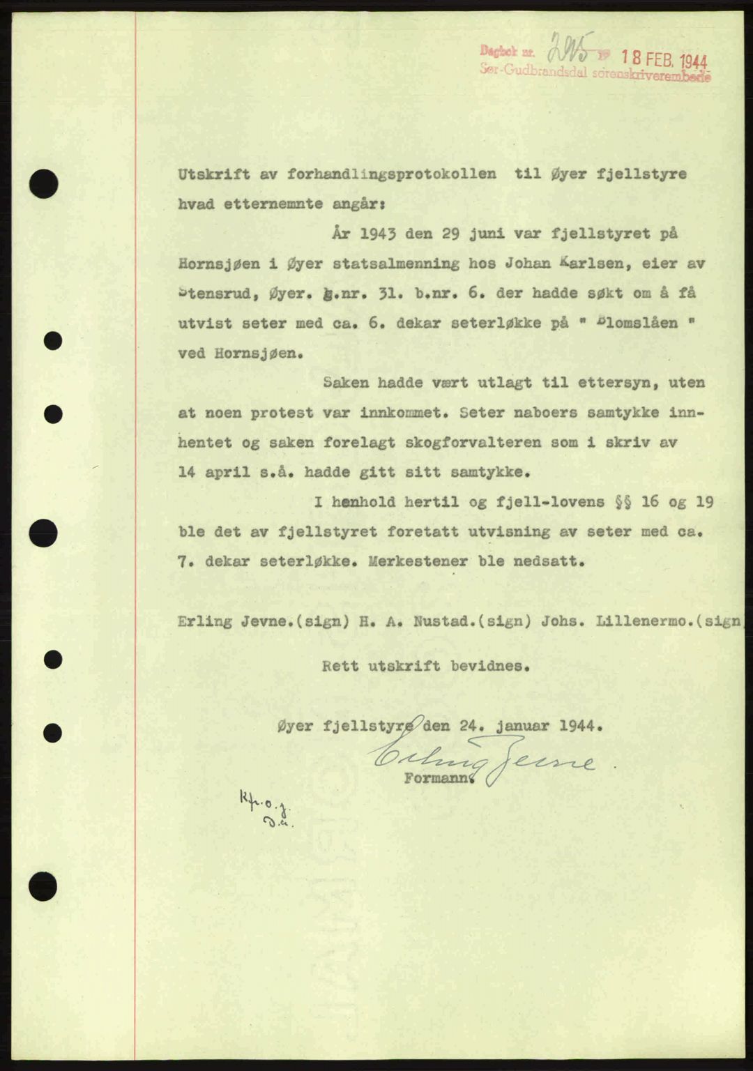 Sør-Gudbrandsdal tingrett, SAH/TING-004/H/Hb/Hbd/L0012: Pantebok nr. A12, 1943-1944, Dagboknr: 295/1944