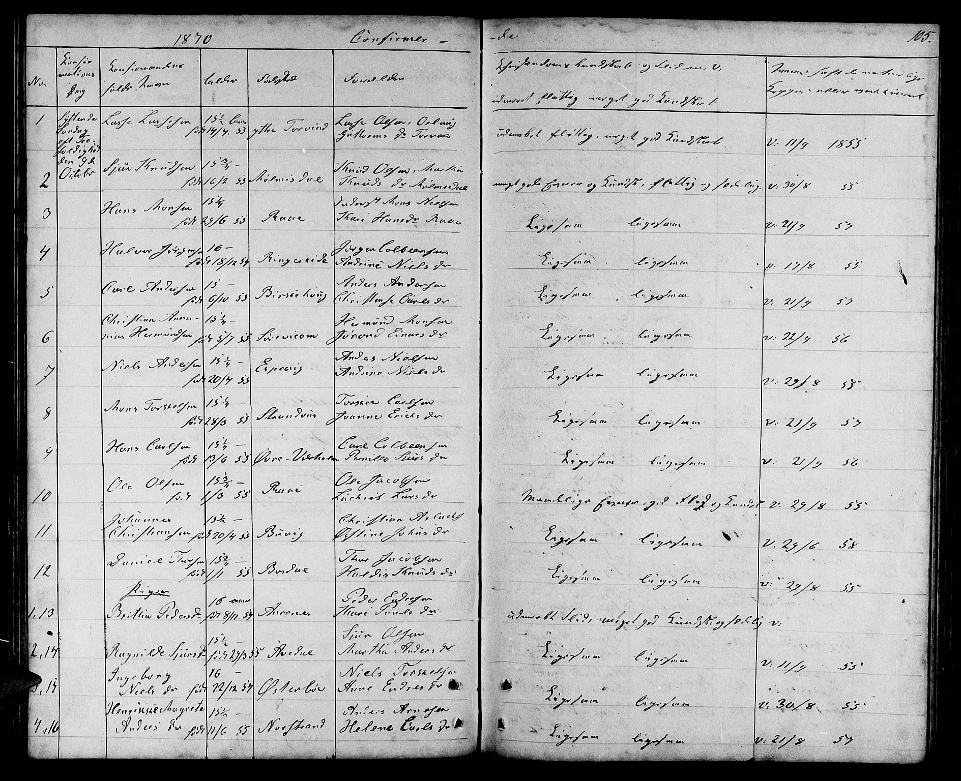Lavik sokneprestembete, AV/SAB-A-80901: Klokkerbok nr. A 1, 1854-1881, s. 105