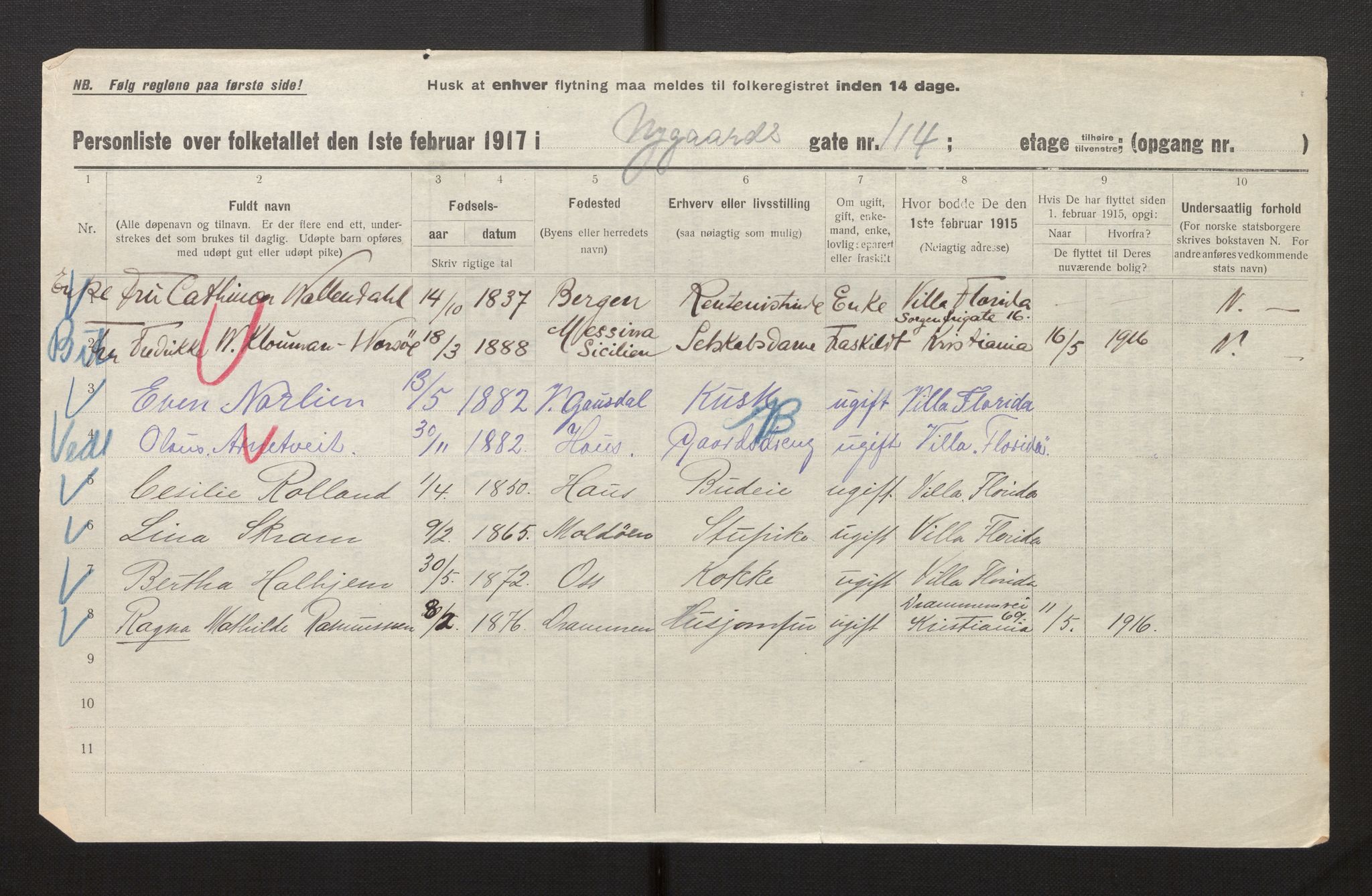 SAB, Kommunal folketelling 1917 for Bergen kjøpstad, 1917, s. 28009