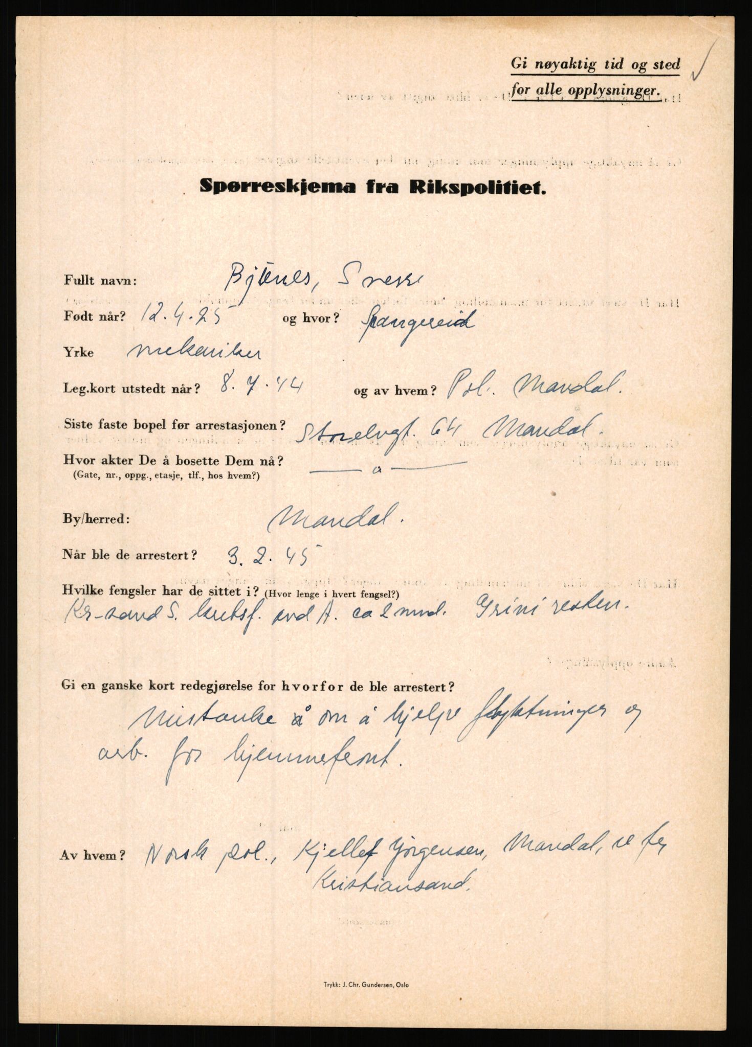Rikspolitisjefen, AV/RA-S-1560/L/L0002: Berg, Alf - Bråthen, Thorleif, 1940-1945, s. 508
