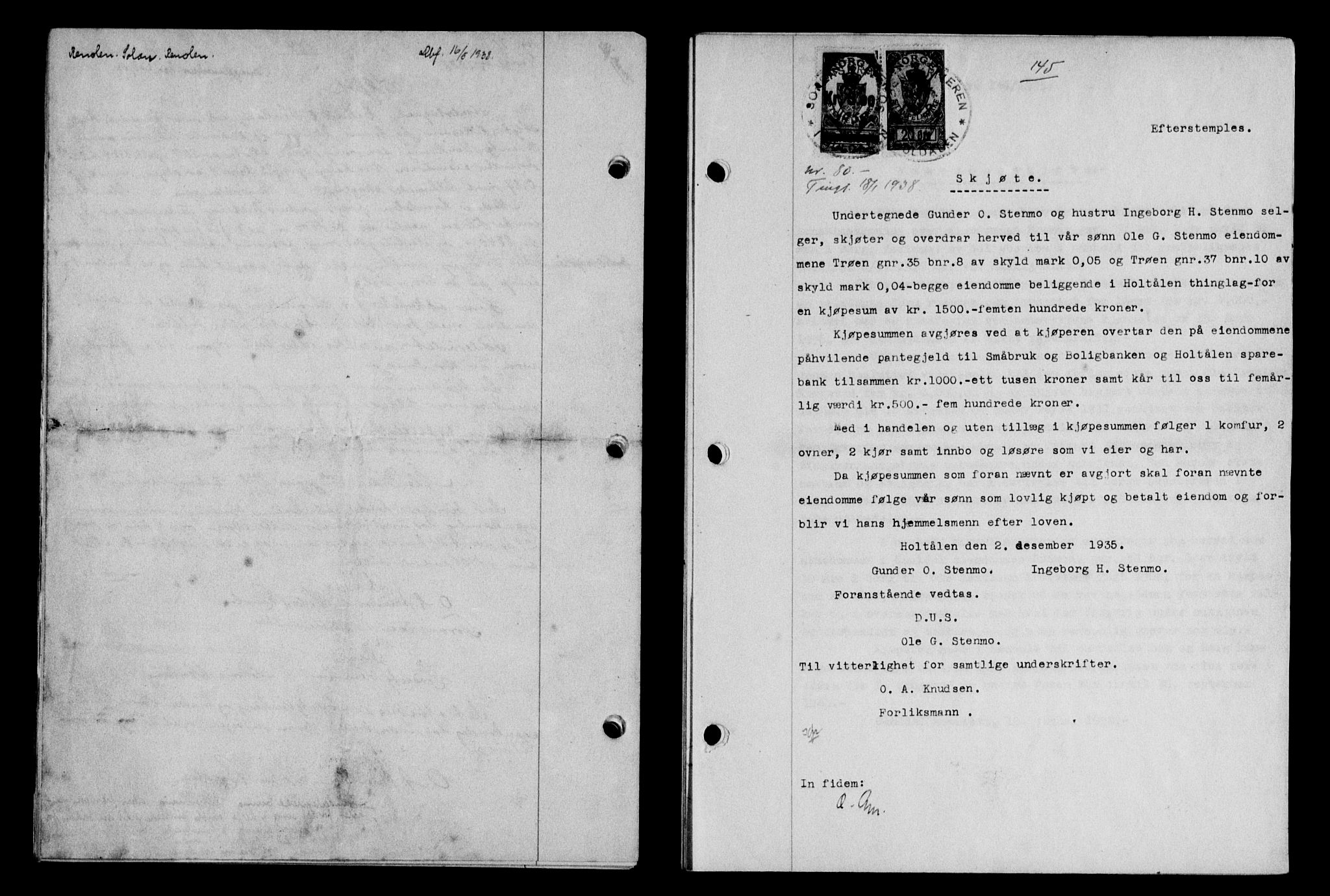 Gauldal sorenskriveri, SAT/A-0014/1/2/2C/L0048: Pantebok nr. 51-52, 1937-1938, s. 145, Dagboknr: 80/1938