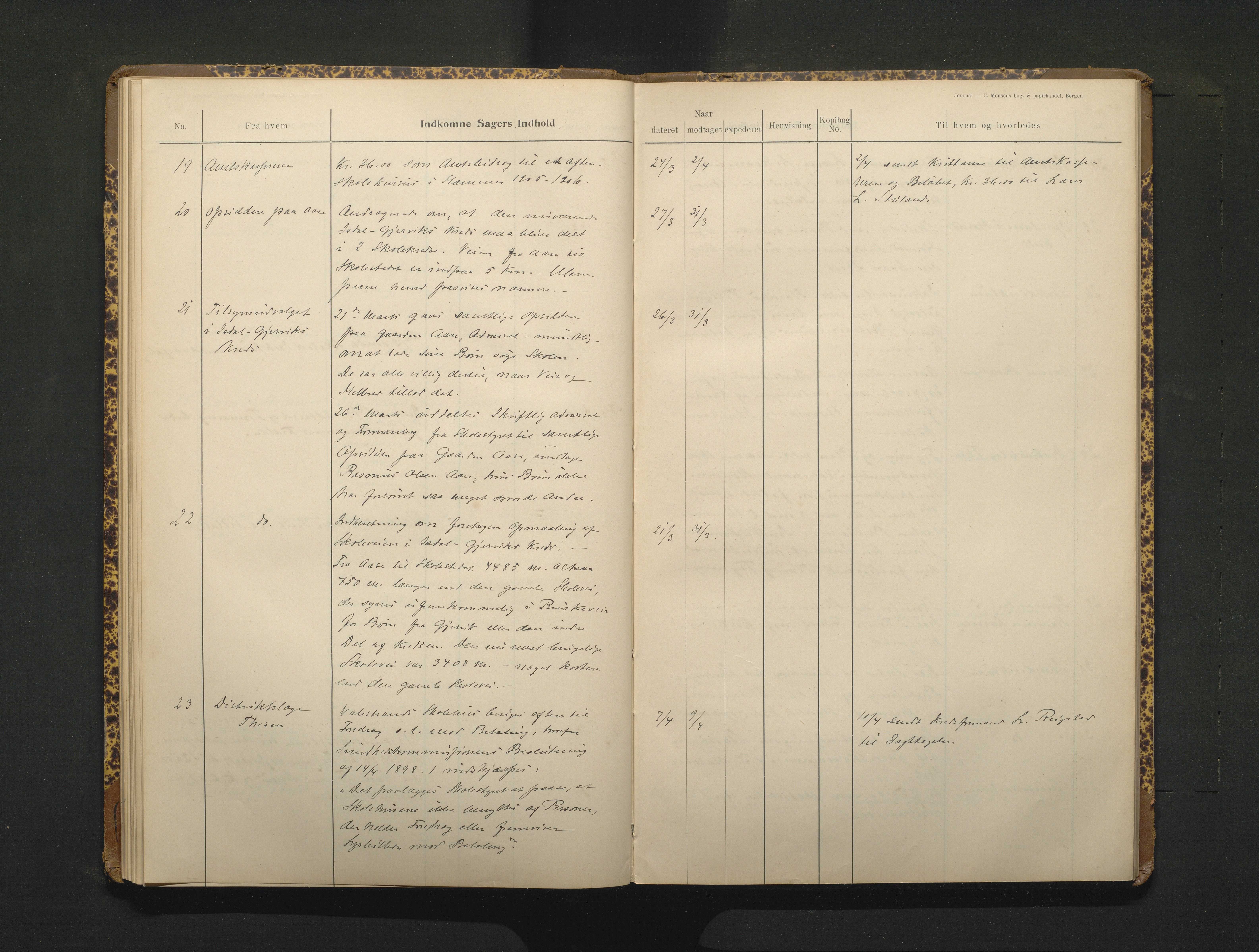 Hamre kommune. Skulestyret, IKAH/1254-211/C/Ca/L0003: Postjournal for Hamre skulestyre, 1901-1916