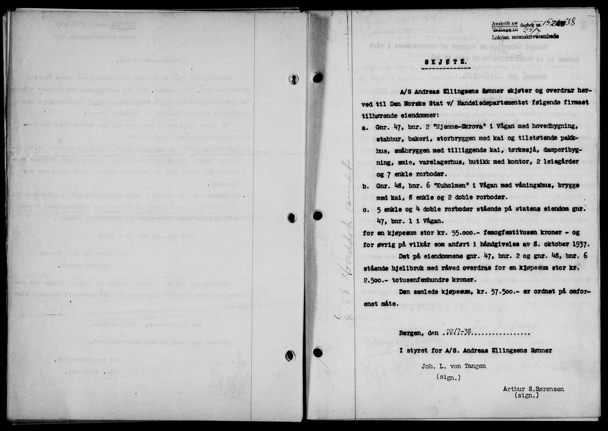Lofoten sorenskriveri, SAT/A-0017/1/2/2C/L0004a: Pantebok nr. 4a, 1938-1938, Dagboknr: 1526/1938