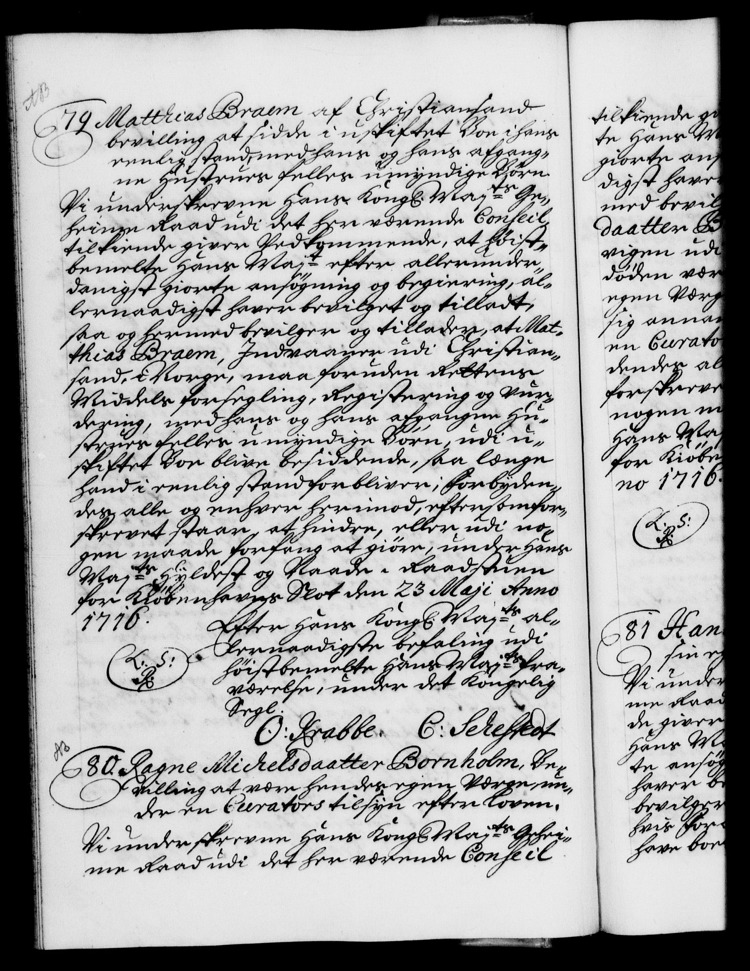 Danske Kanselli 1572-1799, AV/RA-EA-3023/F/Fc/Fca/Fcaa/L0022: Norske registre, 1716-1719, s. 42b