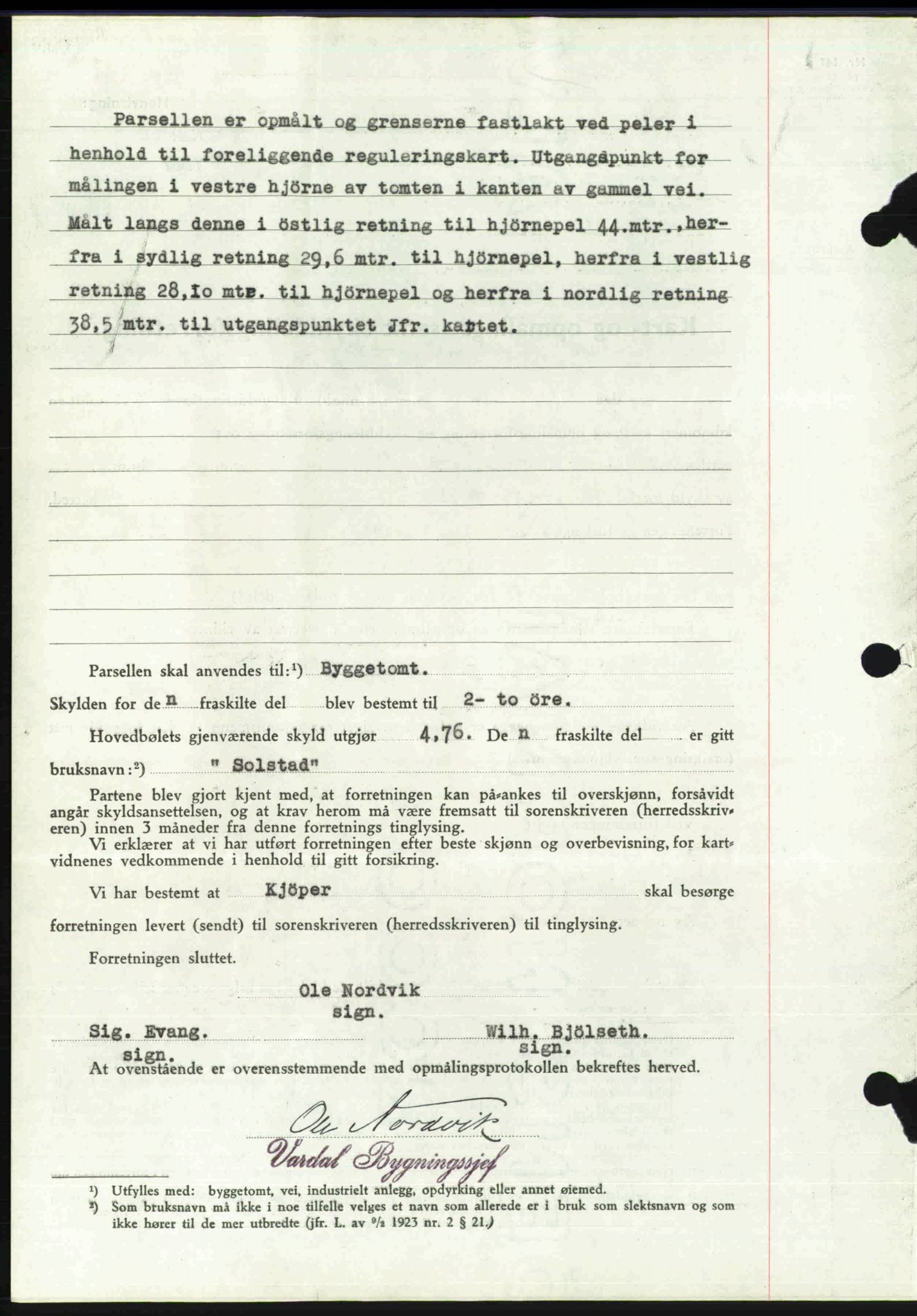 Toten tingrett, SAH/TING-006/H/Hb/Hbc/L0004: Pantebok nr. Hbc-04, 1938-1938, Dagboknr: 1018/1938