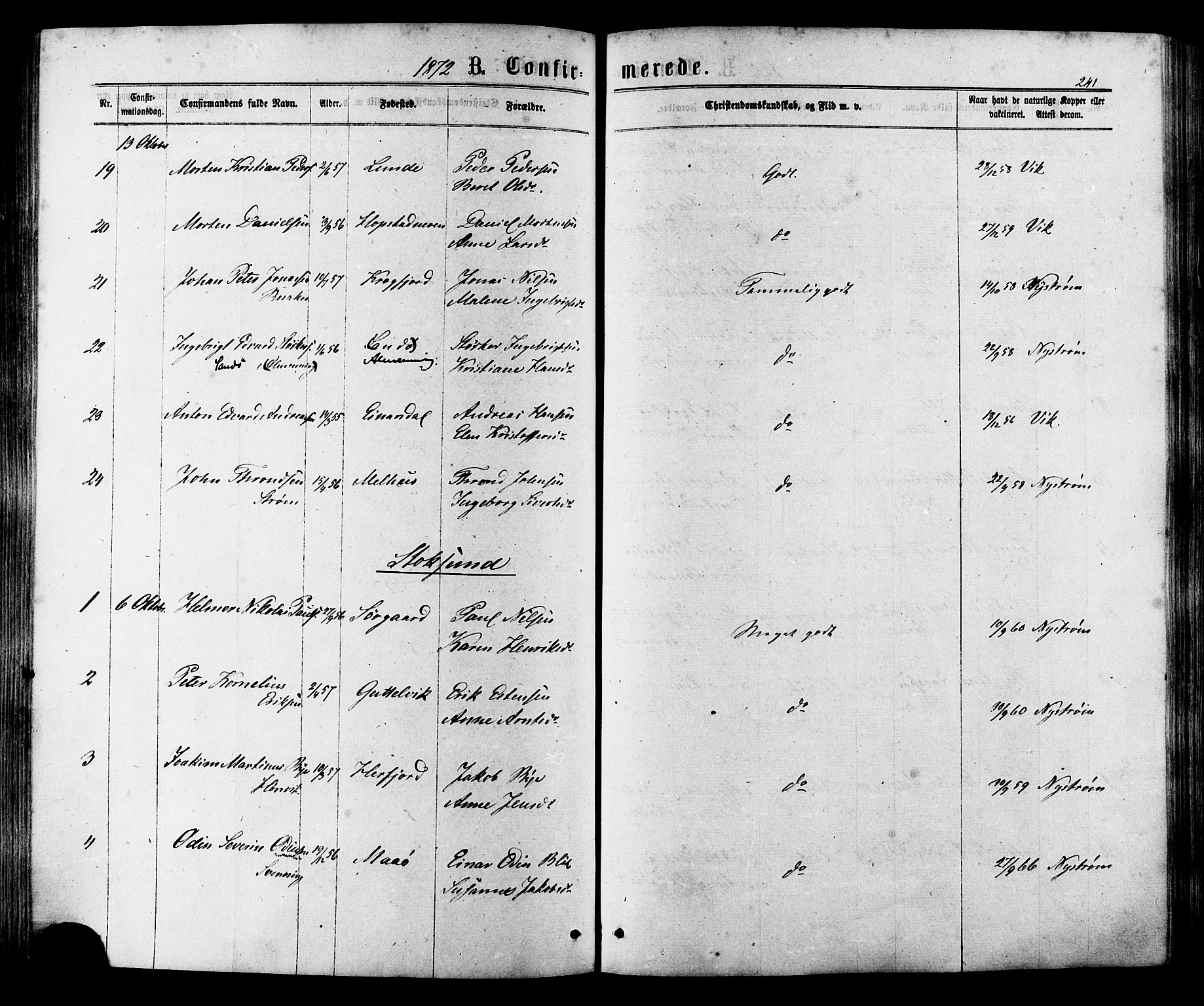 Ministerialprotokoller, klokkerbøker og fødselsregistre - Sør-Trøndelag, SAT/A-1456/657/L0706: Ministerialbok nr. 657A07, 1867-1878, s. 241