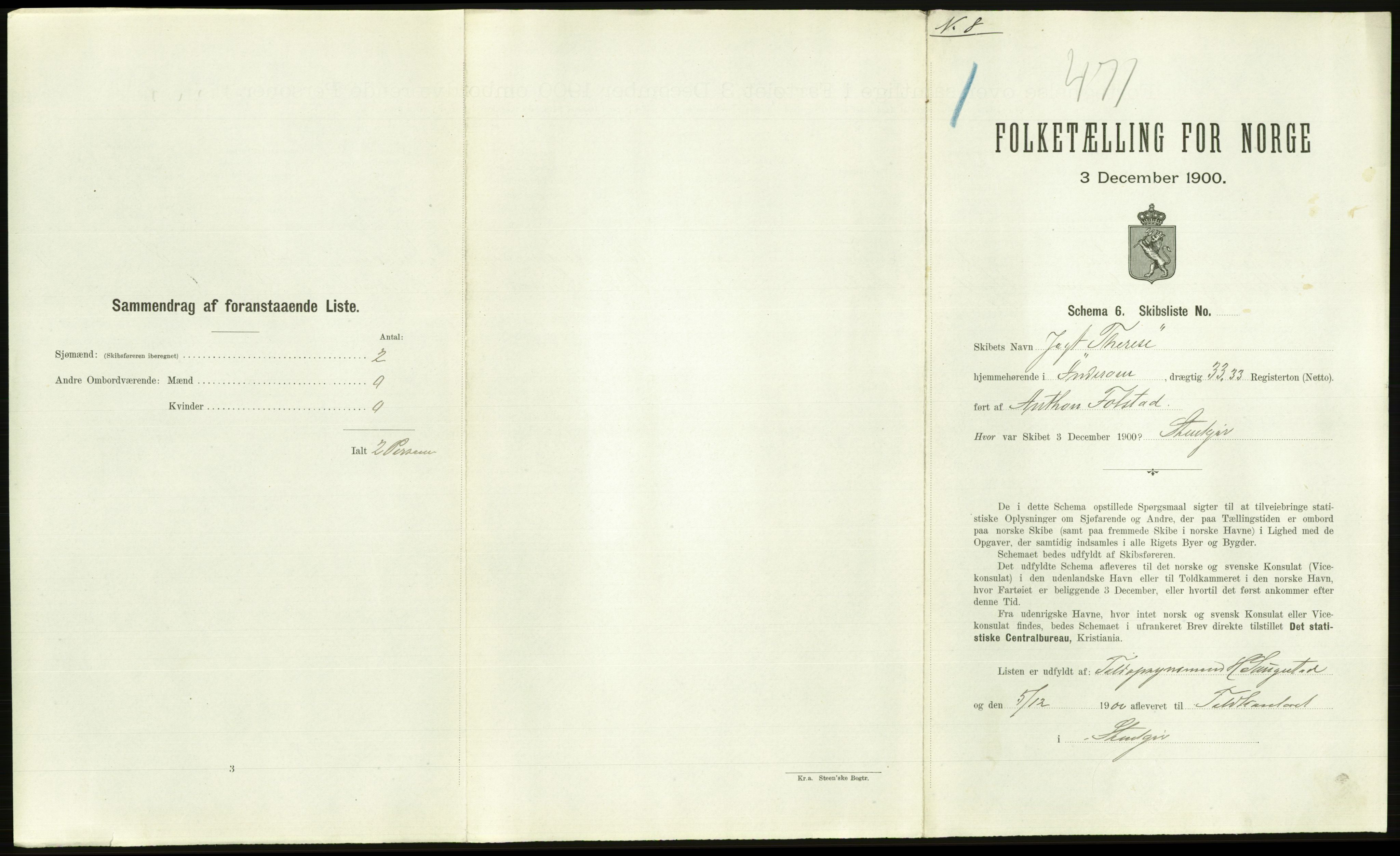 RA, Folketelling 1900 - skipslister med personlister for skip i norske havner, utenlandske havner og til havs, 1900, s. 2555