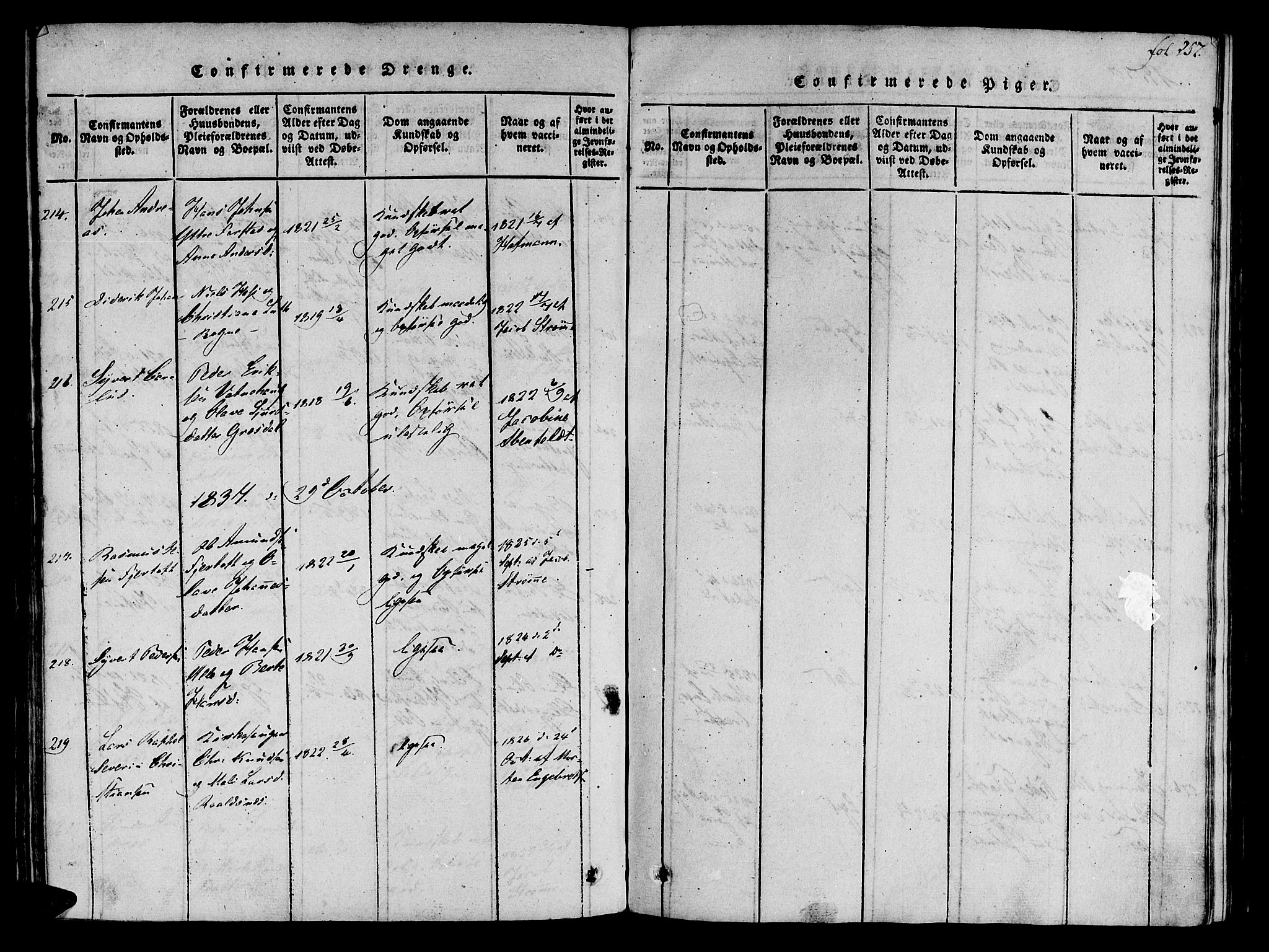 Ministerialprotokoller, klokkerbøker og fødselsregistre - Møre og Romsdal, SAT/A-1454/536/L0495: Ministerialbok nr. 536A04, 1818-1847, s. 257