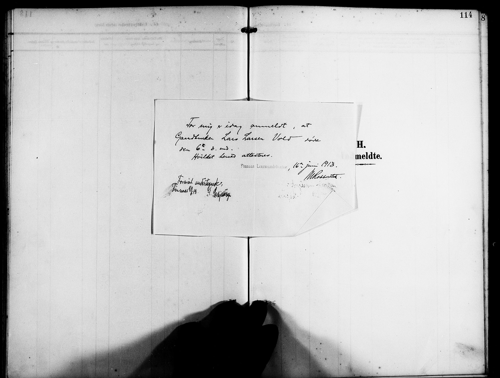 Finnås sokneprestembete, AV/SAB-A-99925/H/Ha/Hab/Habc/L0003: Klokkerbok nr. C 3, 1907-1917, s. 114