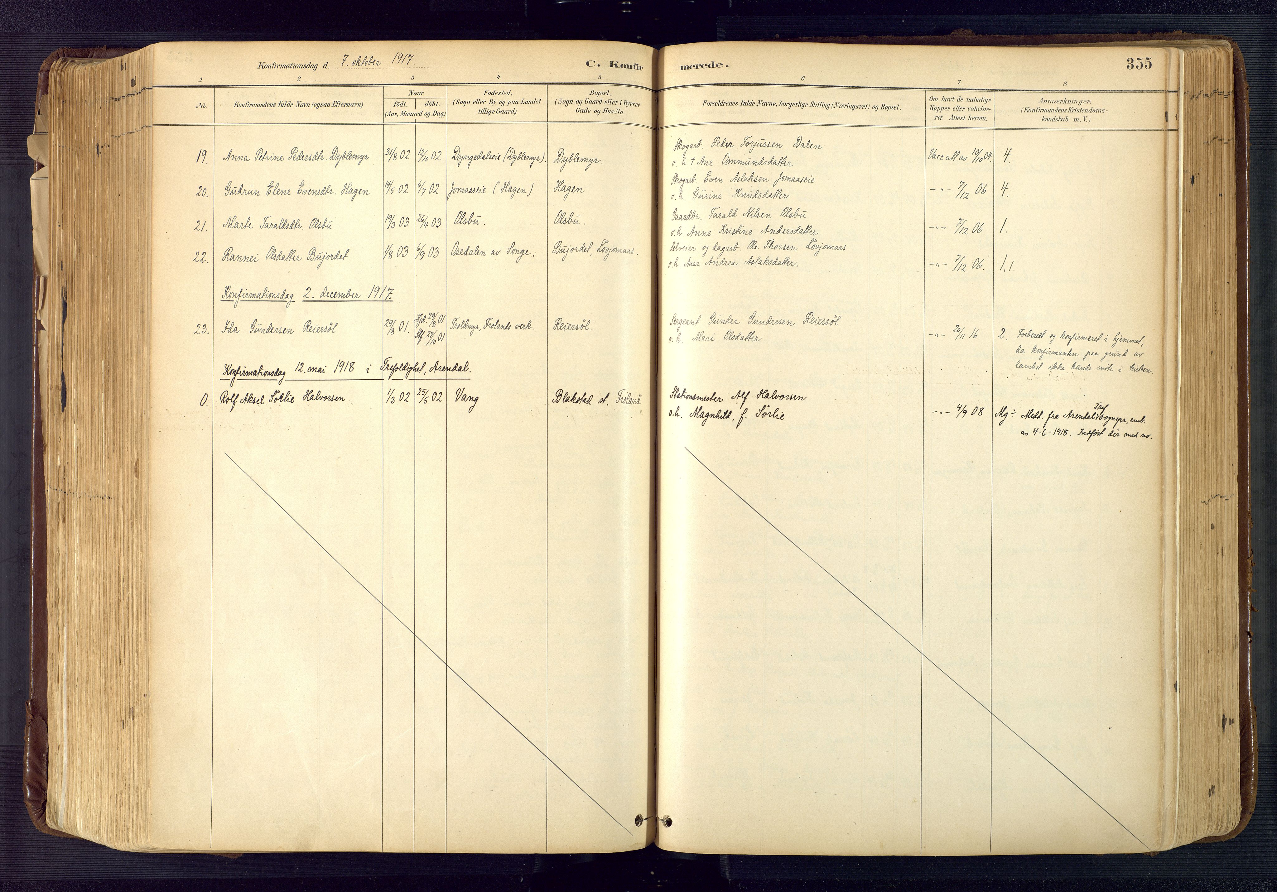 Froland sokneprestkontor, AV/SAK-1111-0013/F/Fa/L0005: Ministerialbok nr. A 5, 1882-1921, s. 355