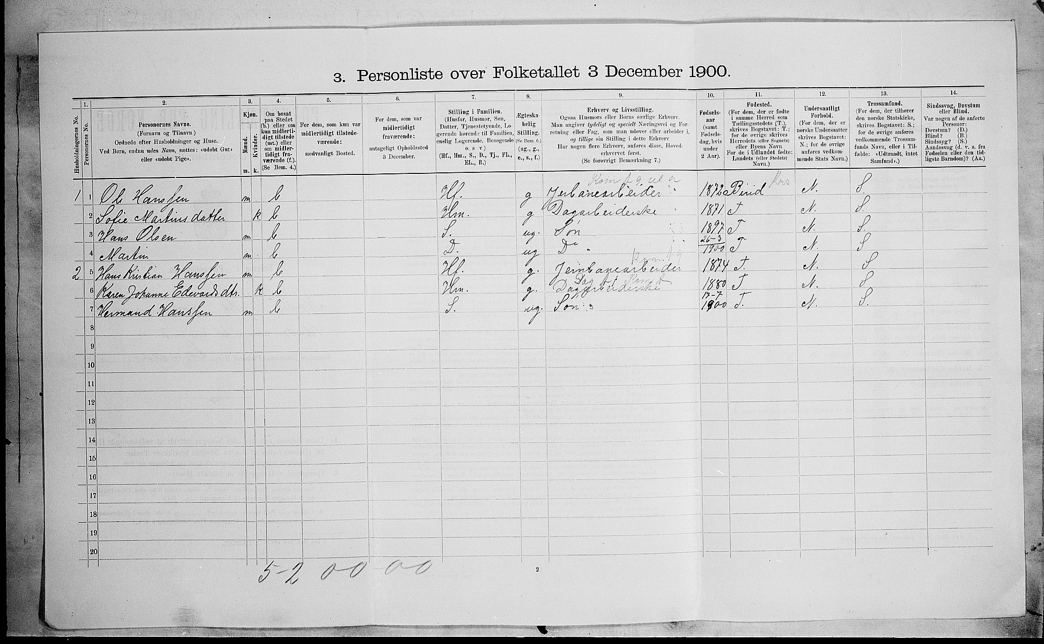 SAH, Folketelling 1900 for 0538 Nordre Land herred, 1900, s. 1178