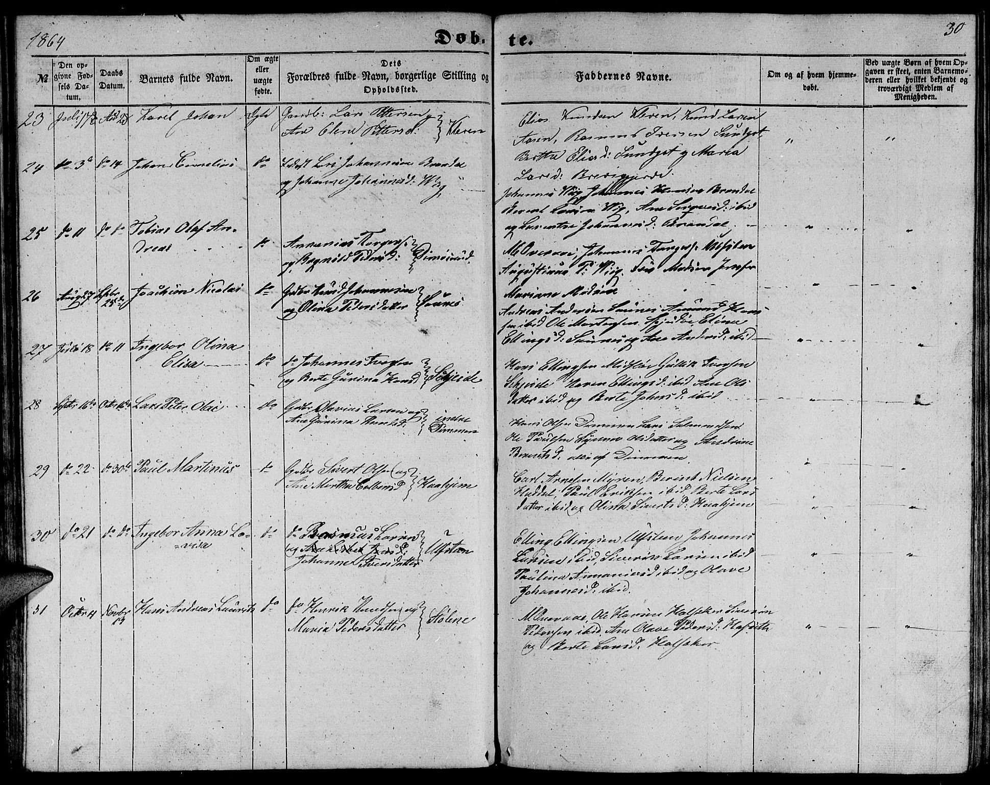 Ministerialprotokoller, klokkerbøker og fødselsregistre - Møre og Romsdal, SAT/A-1454/509/L0111: Klokkerbok nr. 509C01, 1854-1882, s. 30