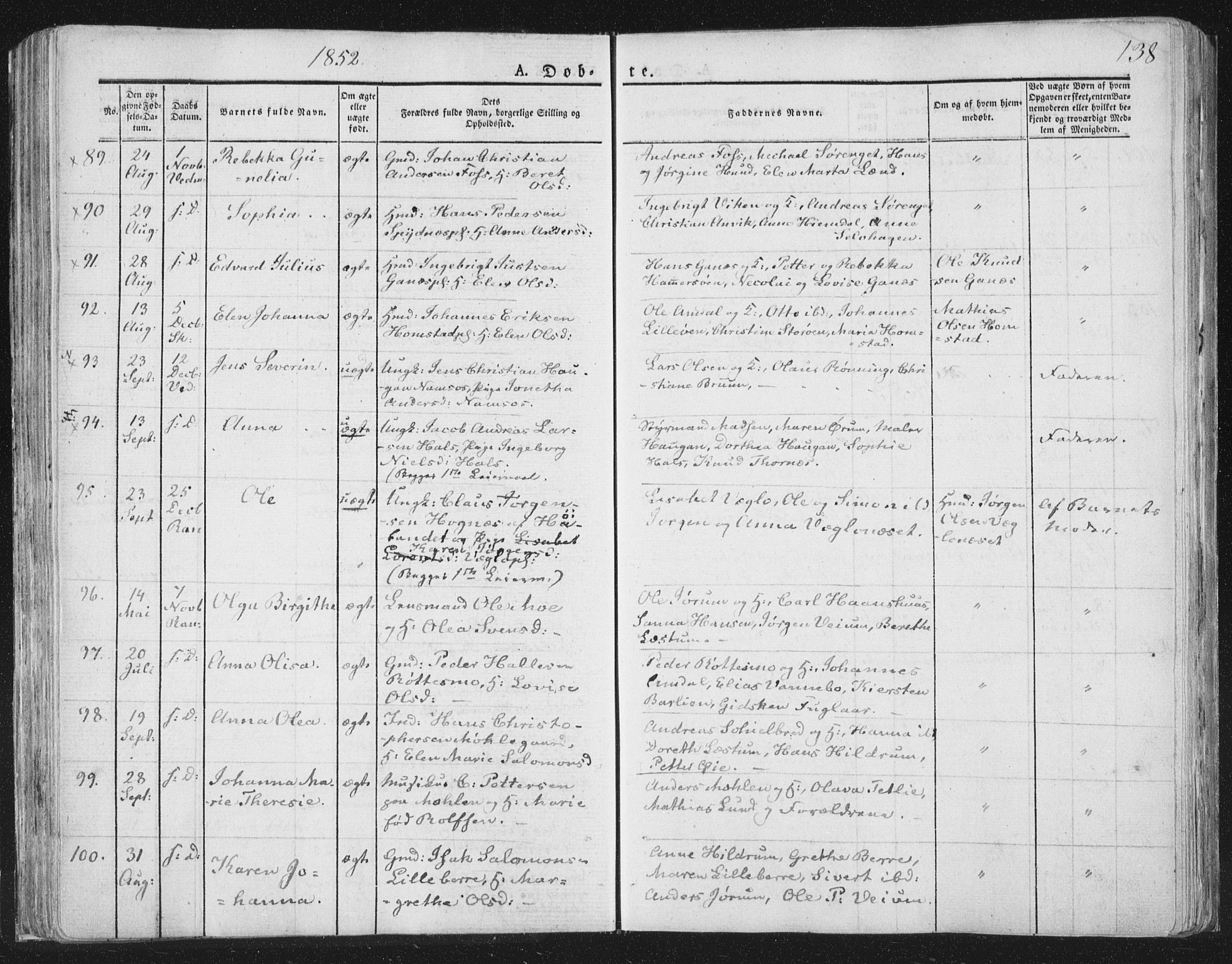 Ministerialprotokoller, klokkerbøker og fødselsregistre - Nord-Trøndelag, AV/SAT-A-1458/764/L0551: Ministerialbok nr. 764A07a, 1824-1864, s. 138
