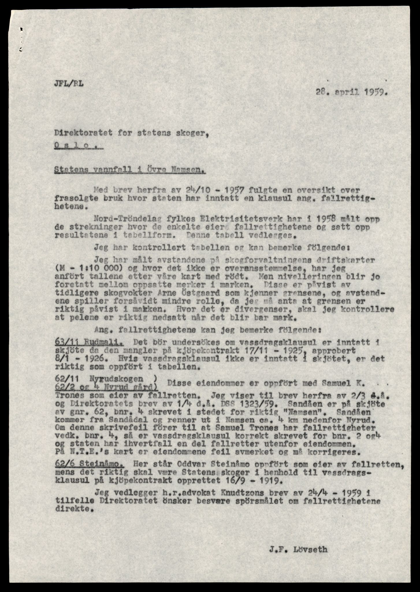 Statskog Trøndelag / Møre, AV/SAT-A-4532/1/D/Da/L0336/0007: Sakarkiv / Vassdragsreguleringer m.m. - Kraftverkene Øvre Namsen, diverse (grunnerstatninger), 1957-1963, s. 41