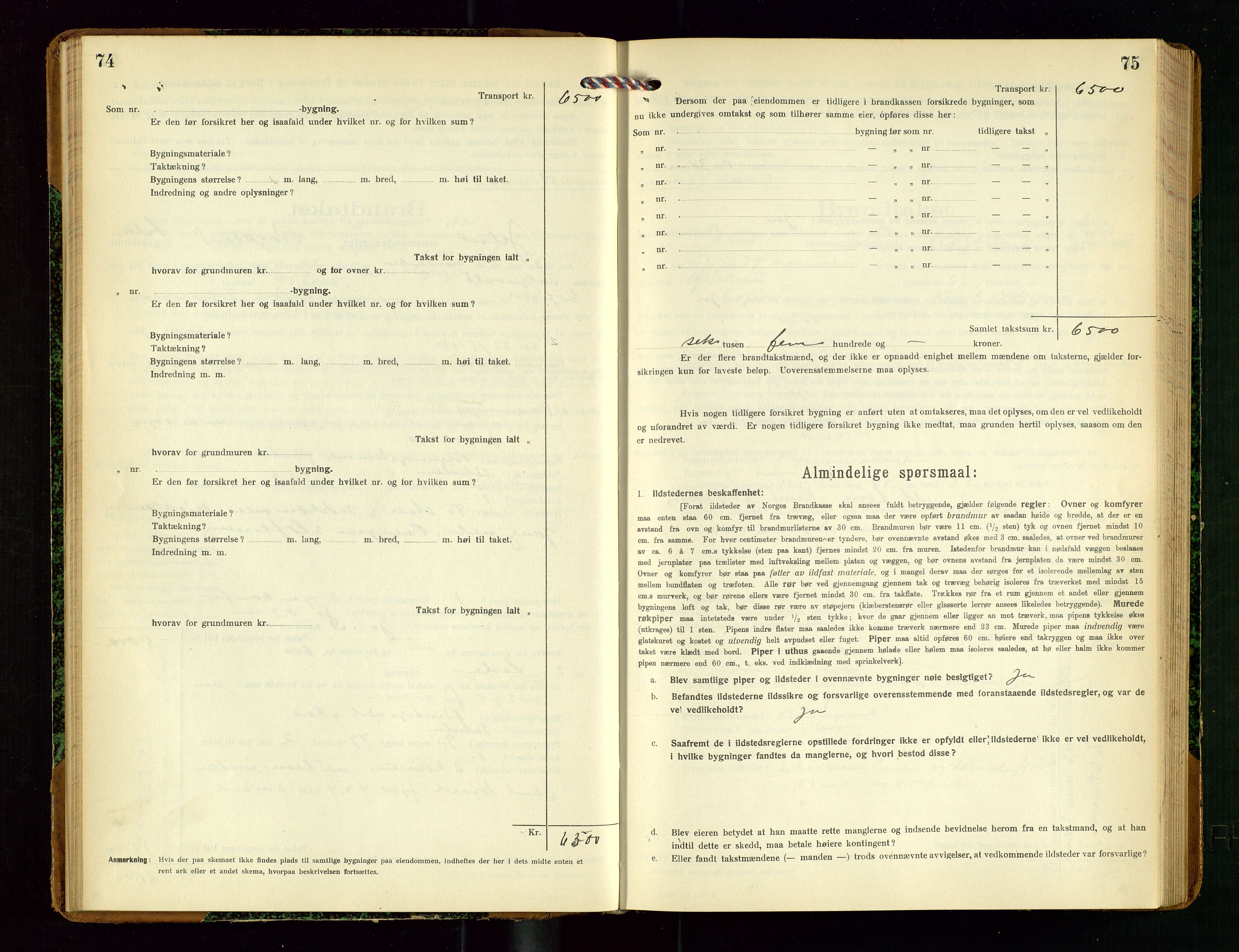 Jelsa lensmannskontor, SAST/A-100360/Gob/L0002: "Brandtakstprotokol", 1918-1942, s. 74-75