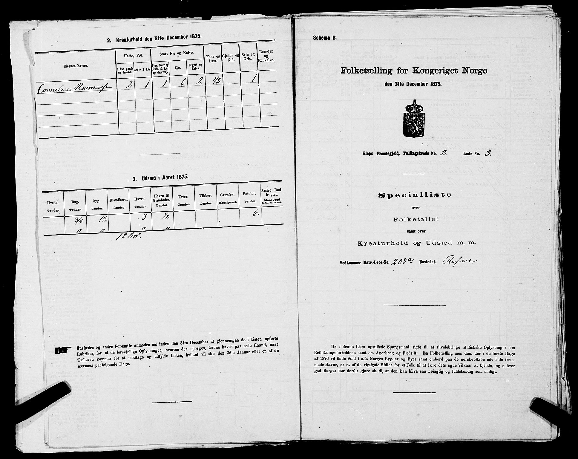 SAST, Folketelling 1875 for 1120P Klepp prestegjeld, 1875, s. 126