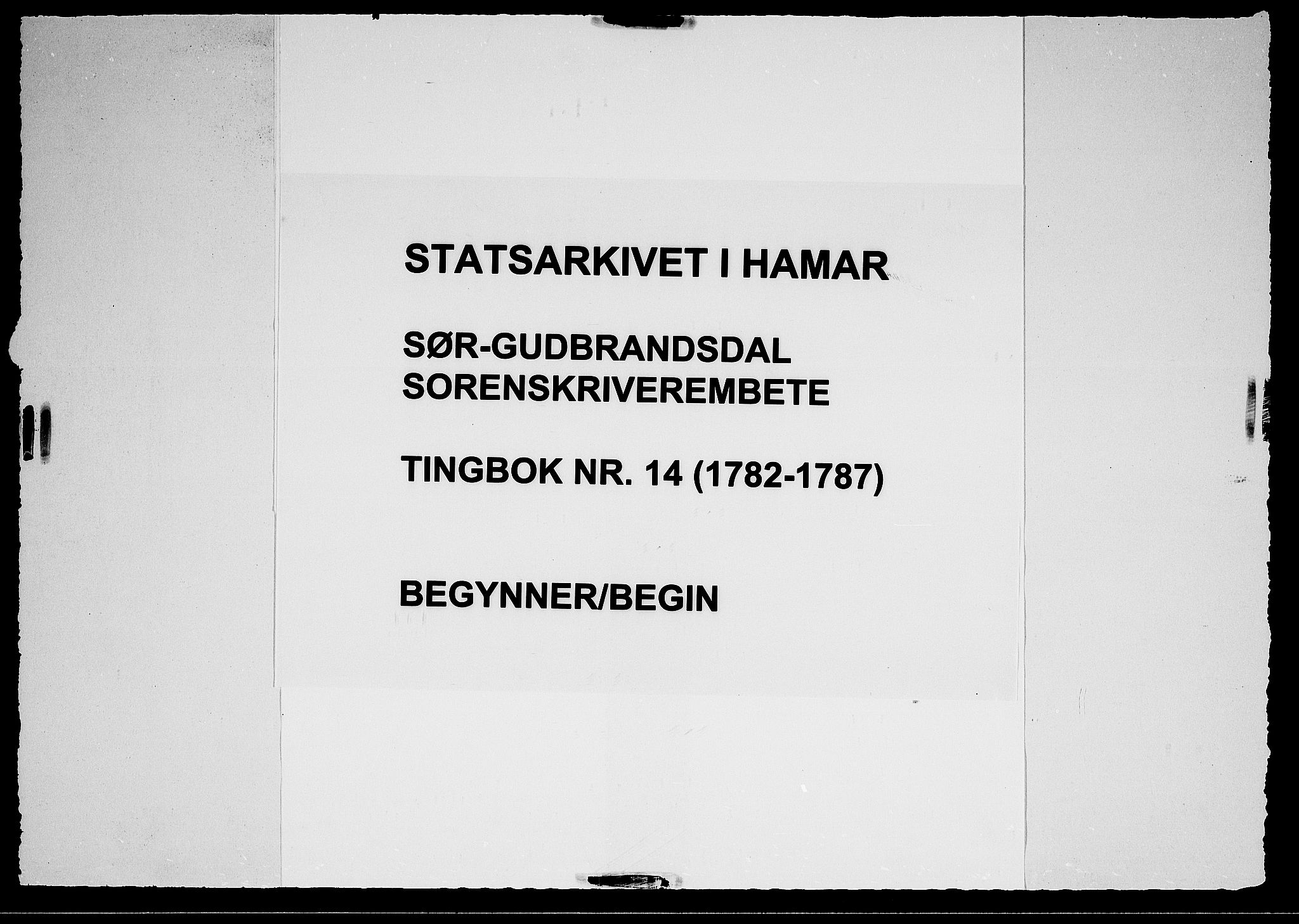 Sør-Gudbrandsdal tingrett, SAH/TING-004/G/Gb/Gba/L0014: Tingbok, 1782-1787