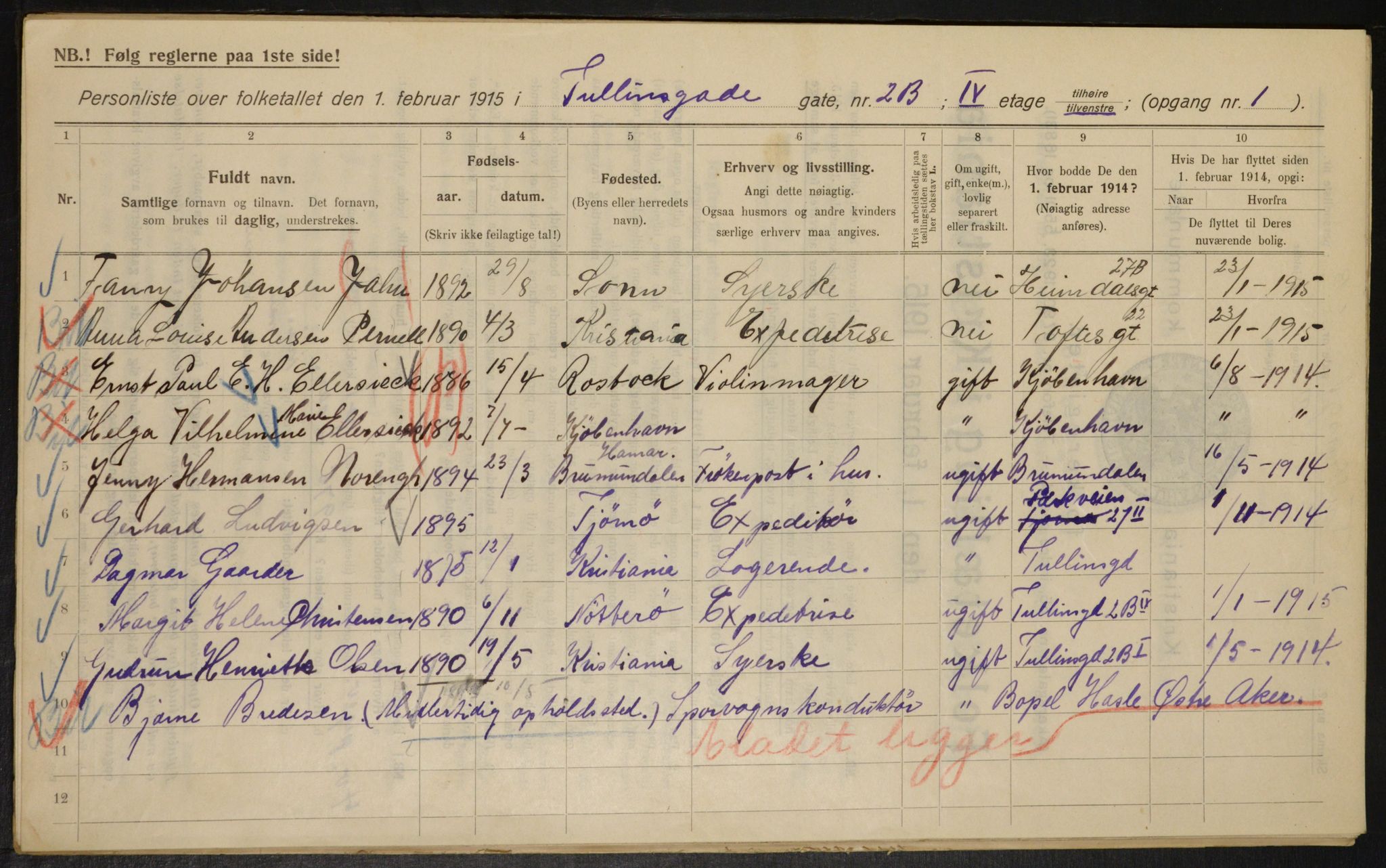 OBA, Kommunal folketelling 1.2.1915 for Kristiania, 1915, s. 117550