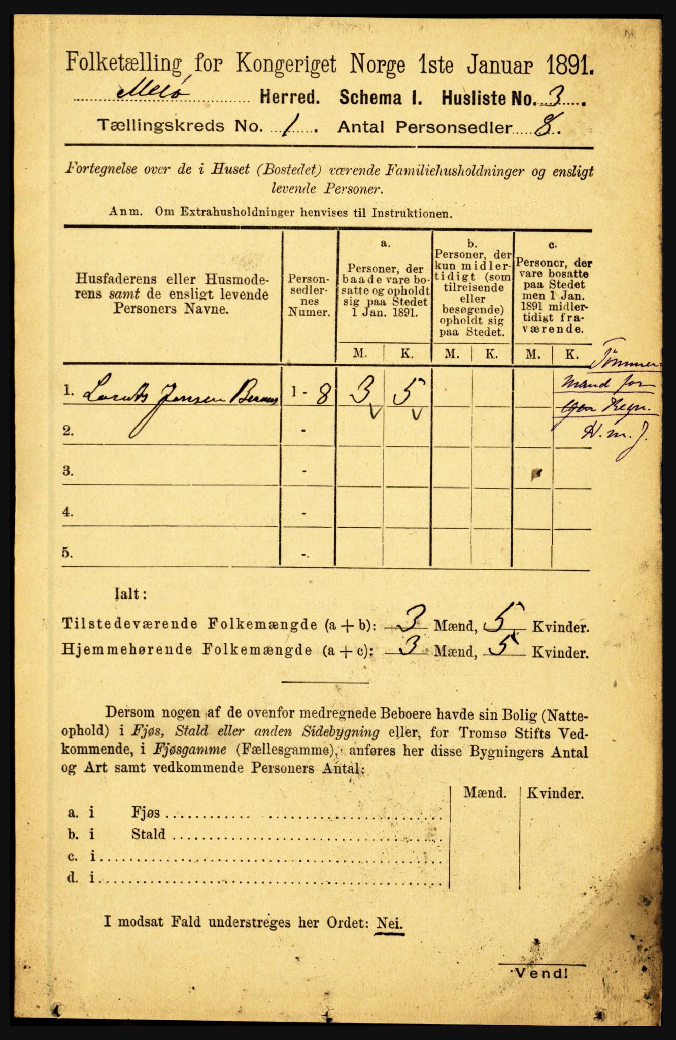 RA, Folketelling 1891 for 1837 Meløy herred, 1891, s. 27