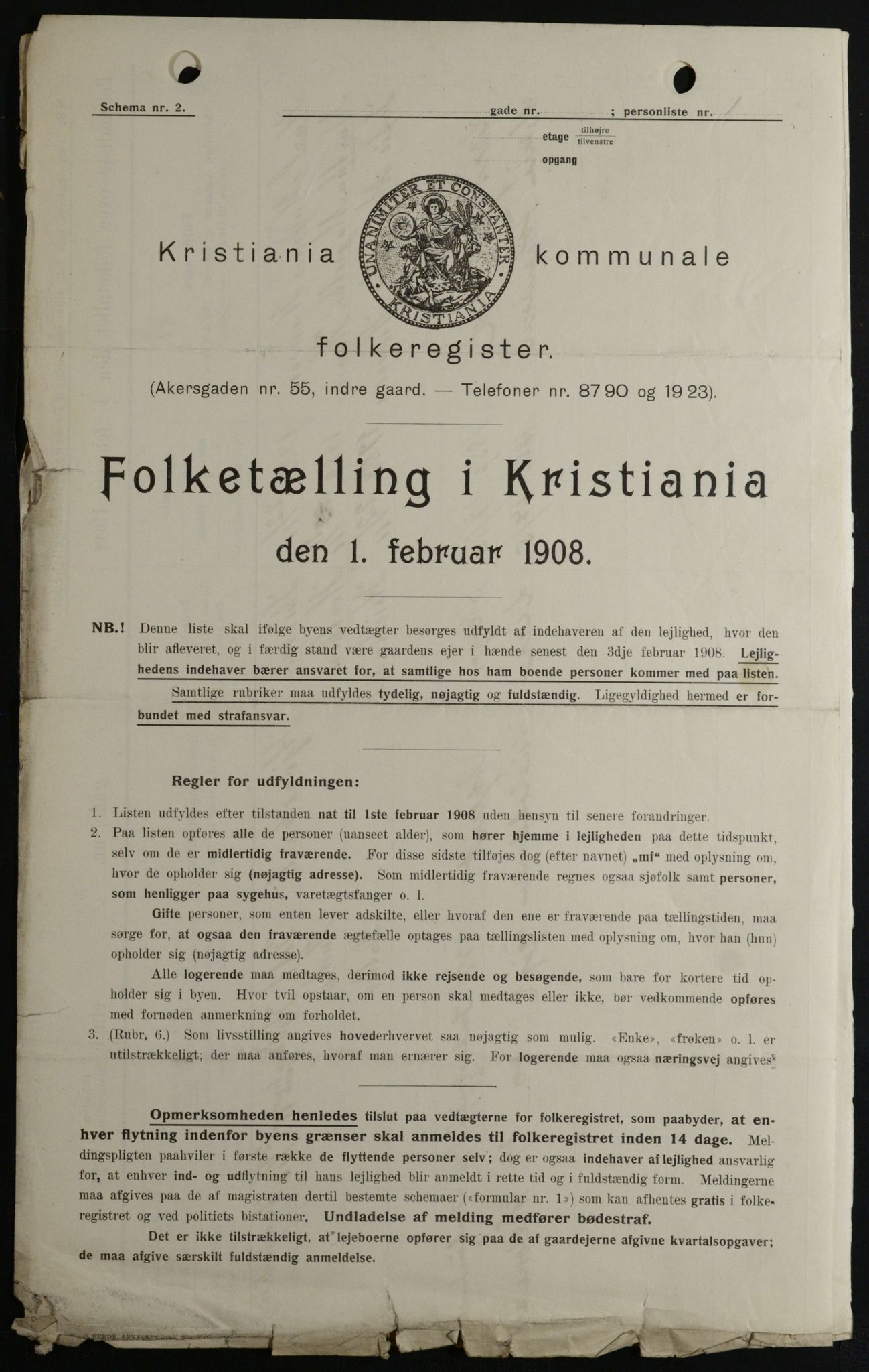 OBA, Kommunal folketelling 1.2.1908 for Kristiania kjøpstad, 1908, s. 50985