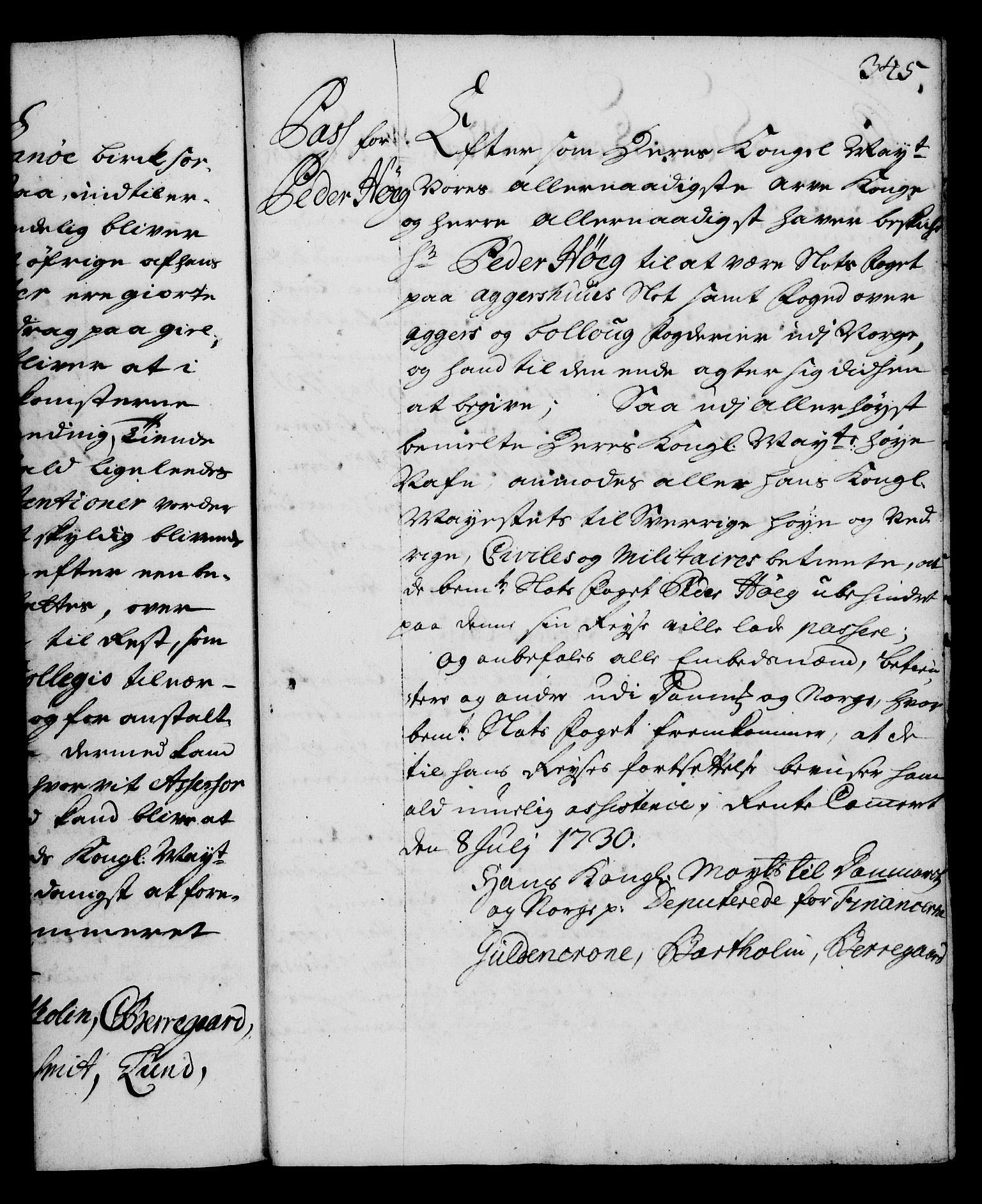 Rentekammeret, Kammerkanselliet, RA/EA-3111/G/Gg/Gga/L0003: Norsk ekspedisjonsprotokoll med register (merket RK 53.3), 1727-1734, s. 345