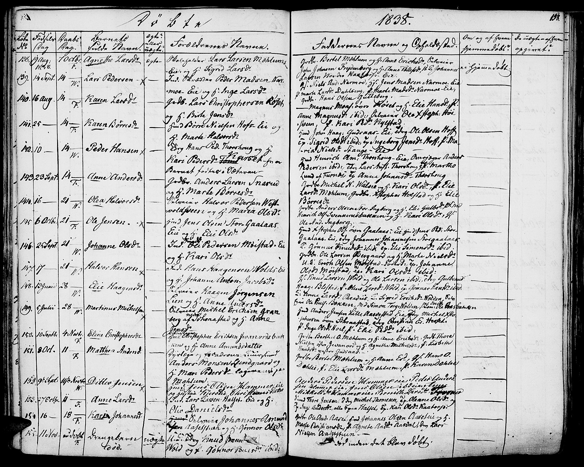 Vang prestekontor, Hedmark, AV/SAH-PREST-008/H/Ha/Haa/L0009: Ministerialbok nr. 9, 1826-1841, s. 158