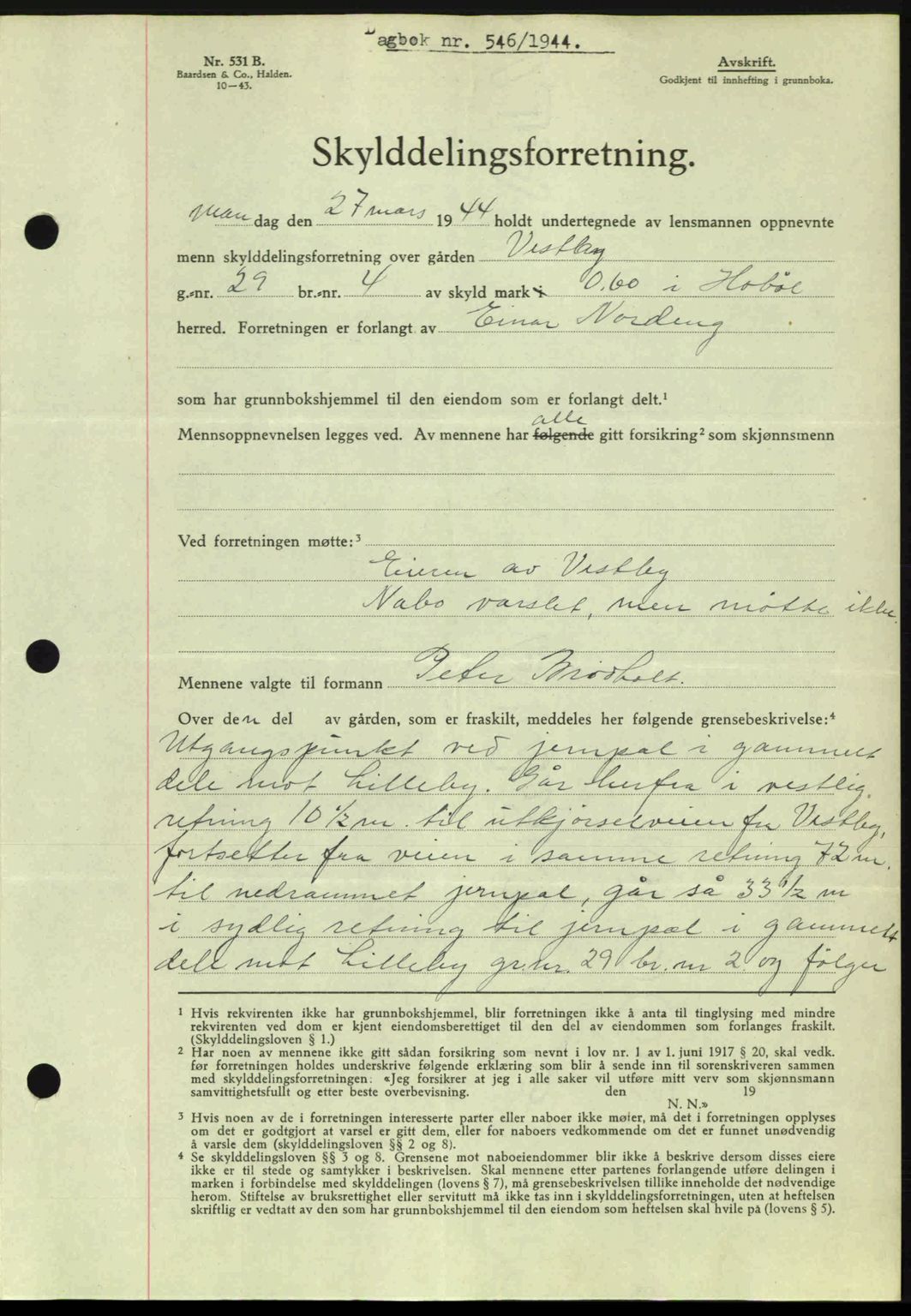 Moss sorenskriveri, SAO/A-10168: Pantebok nr. A12, 1943-1944, Dagboknr: 546/1944