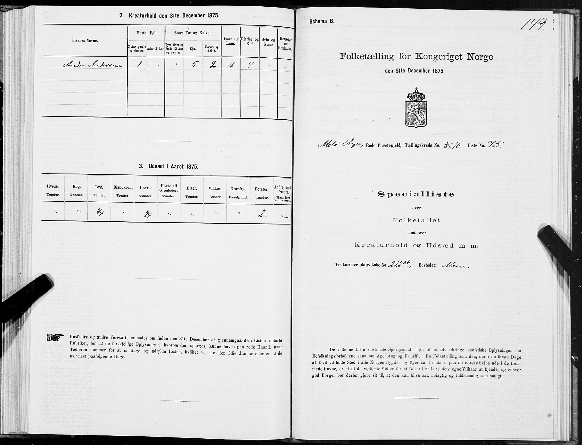 SAT, Folketelling 1875 for 1836P Rødøy prestegjeld, 1875, s. 5149