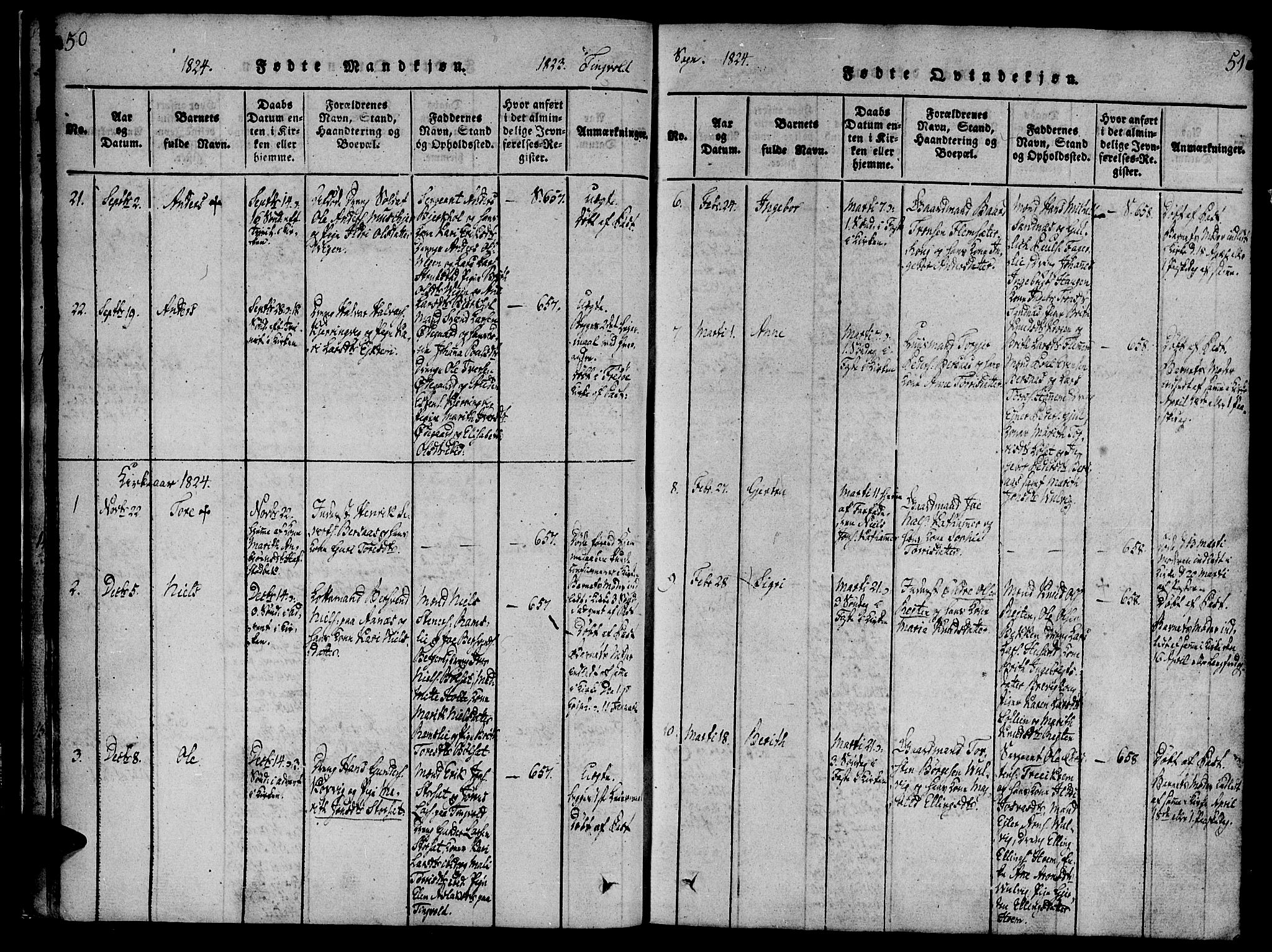 Ministerialprotokoller, klokkerbøker og fødselsregistre - Møre og Romsdal, SAT/A-1454/586/L0982: Ministerialbok nr. 586A08, 1819-1829, s. 50-51