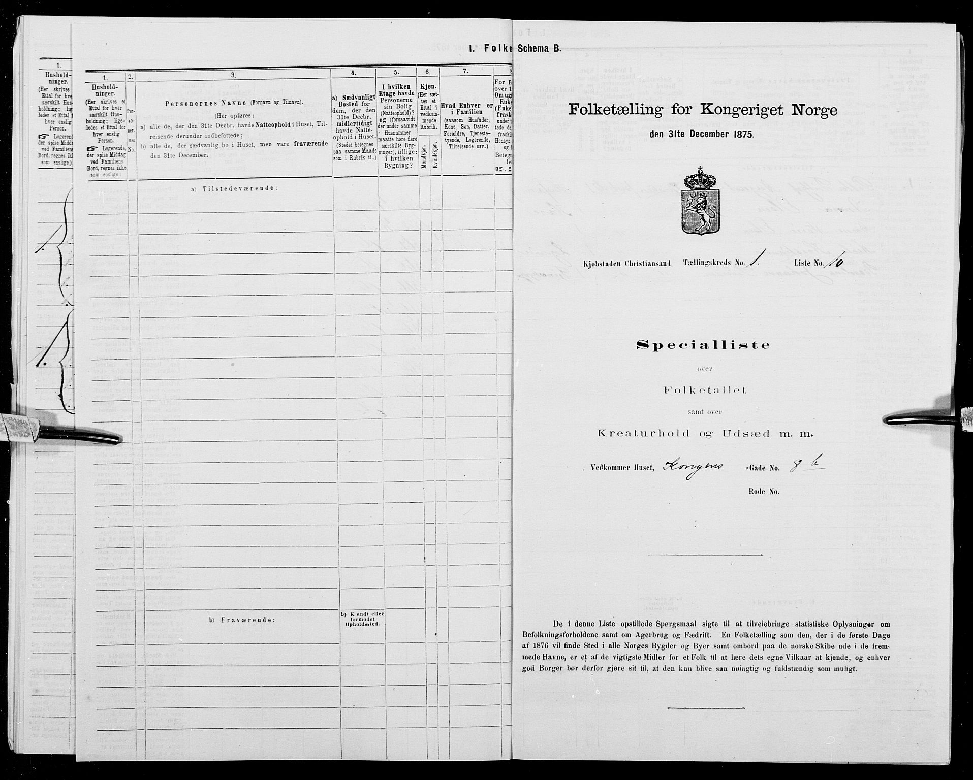 SAK, Folketelling 1875 for 1001P Kristiansand prestegjeld, 1875, s. 38