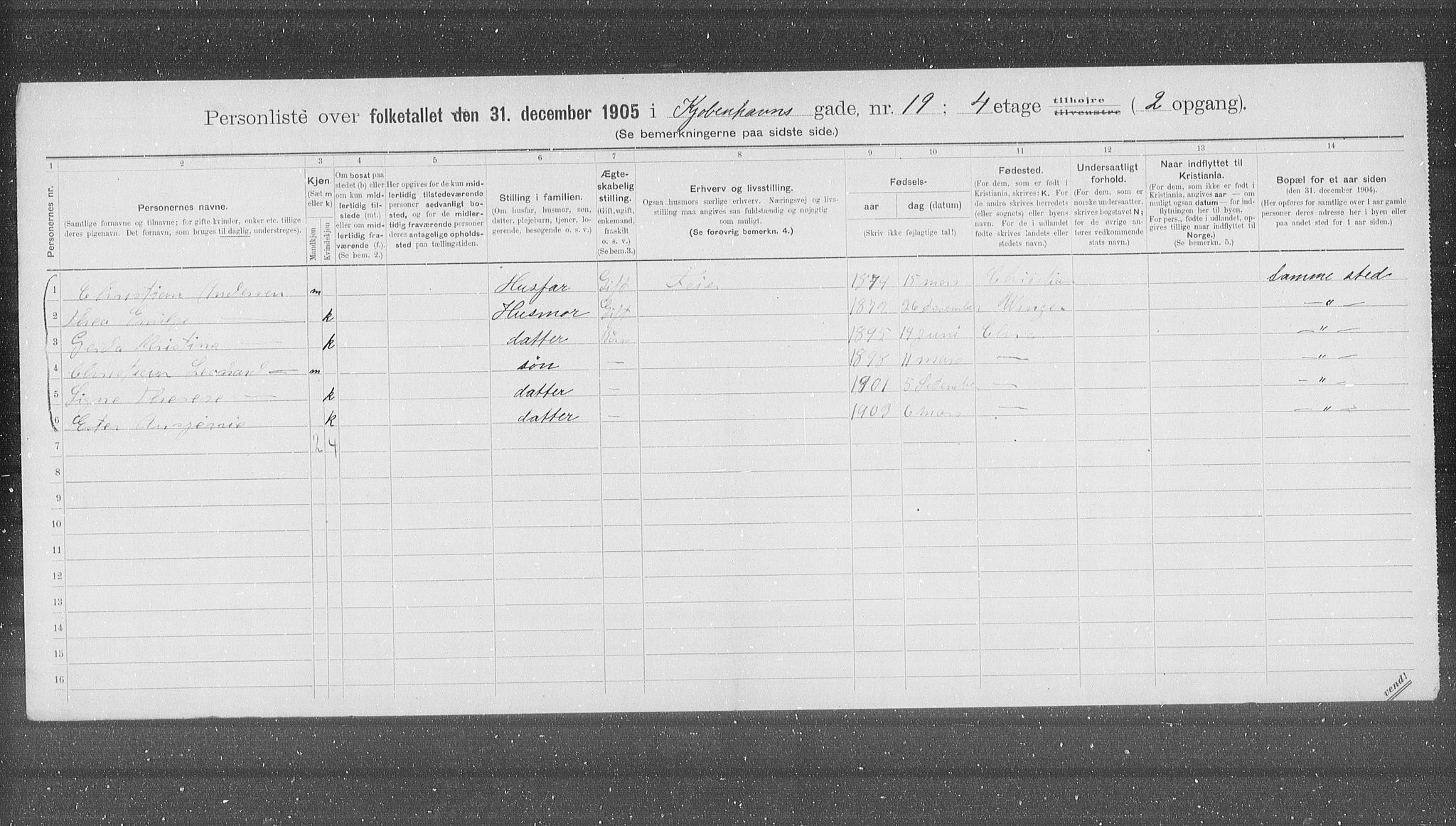 OBA, Kommunal folketelling 31.12.1905 for Kristiania kjøpstad, 1905, s. 27078