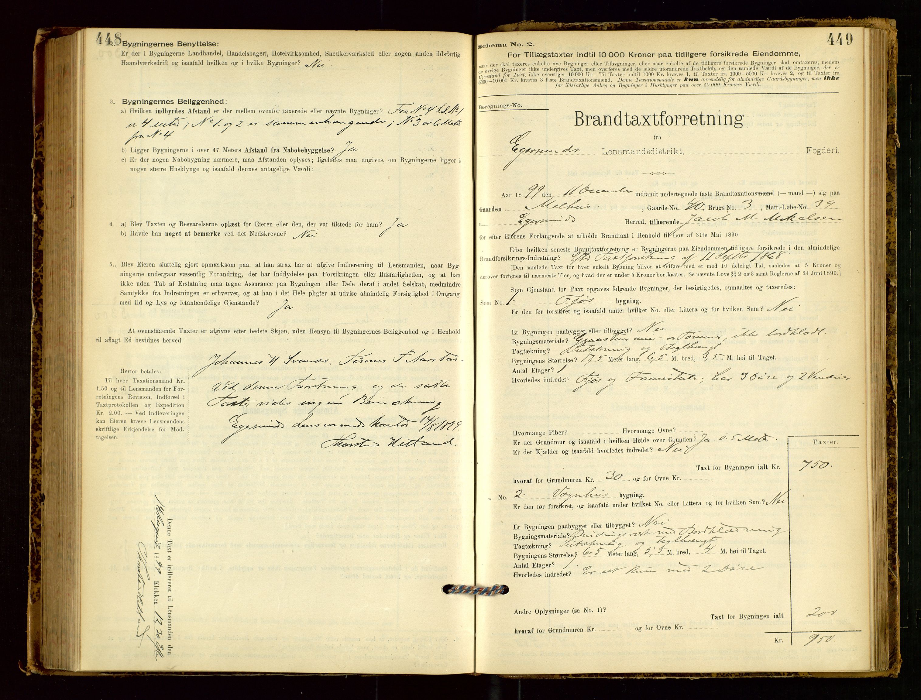 Eigersund lensmannskontor, SAST/A-100171/Gob/L0001: Skjemaprotokoll, 1894-1909, s. 448-449