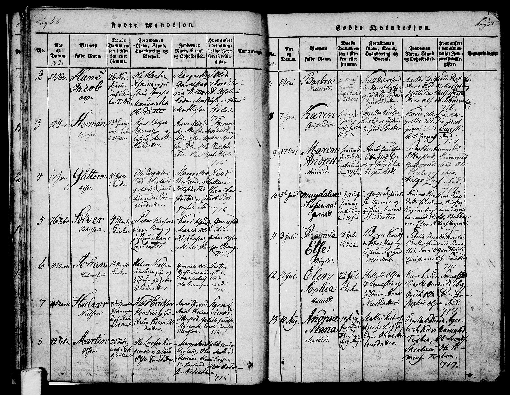Lardal kirkebøker, SAKO/A-350/F/Fa/L0005: Ministerialbok nr. I 5, 1814-1835, s. 50-51