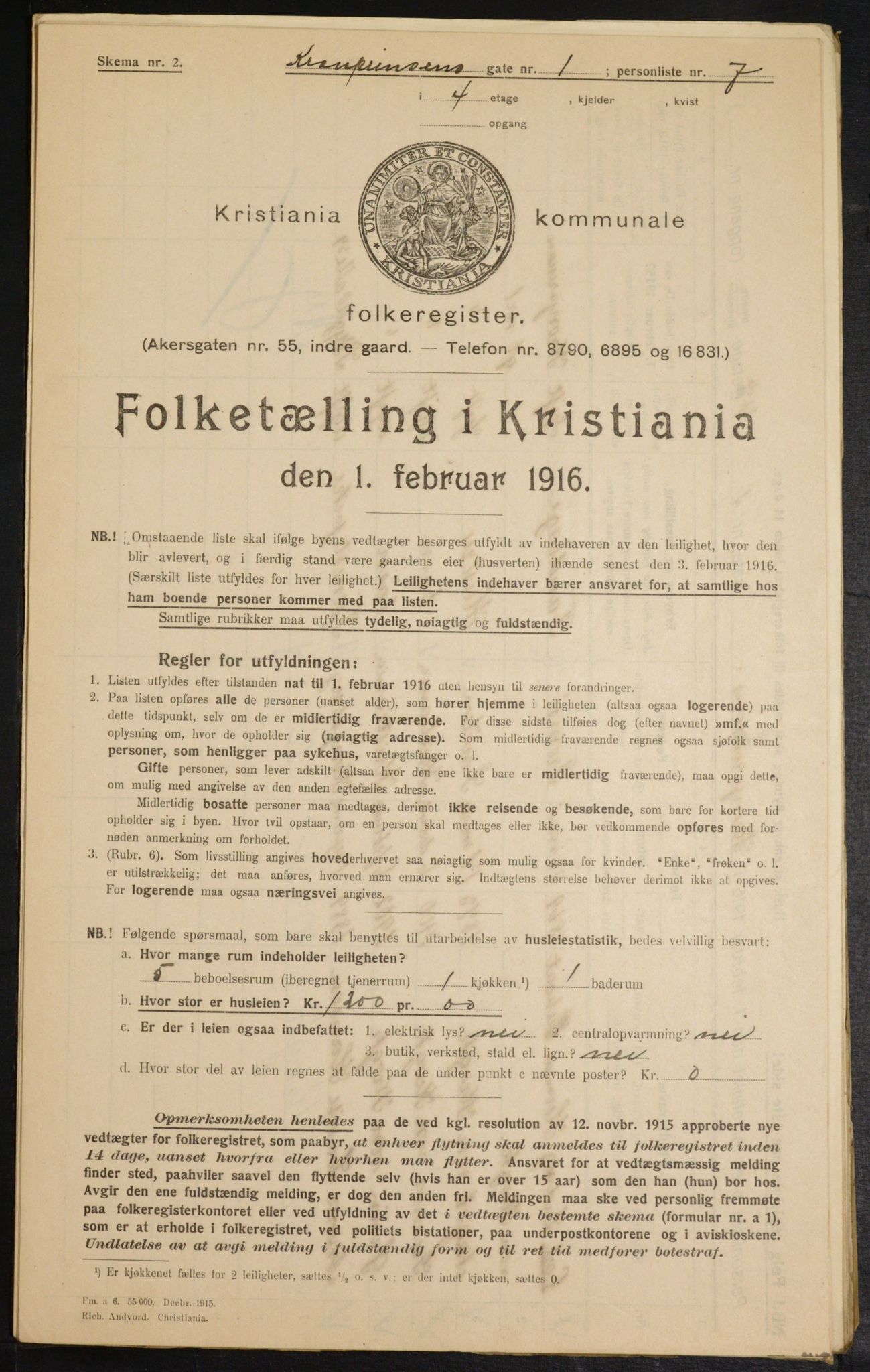 OBA, Kommunal folketelling 1.2.1916 for Kristiania, 1916, s. 55669