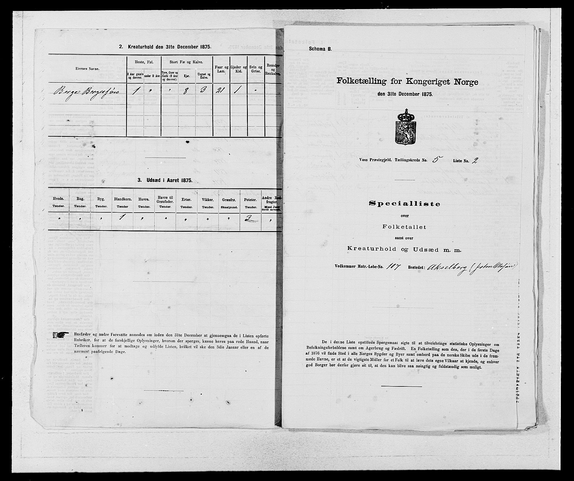 SAB, Folketelling 1875 for 1235P Voss prestegjeld, 1875, s. 2056