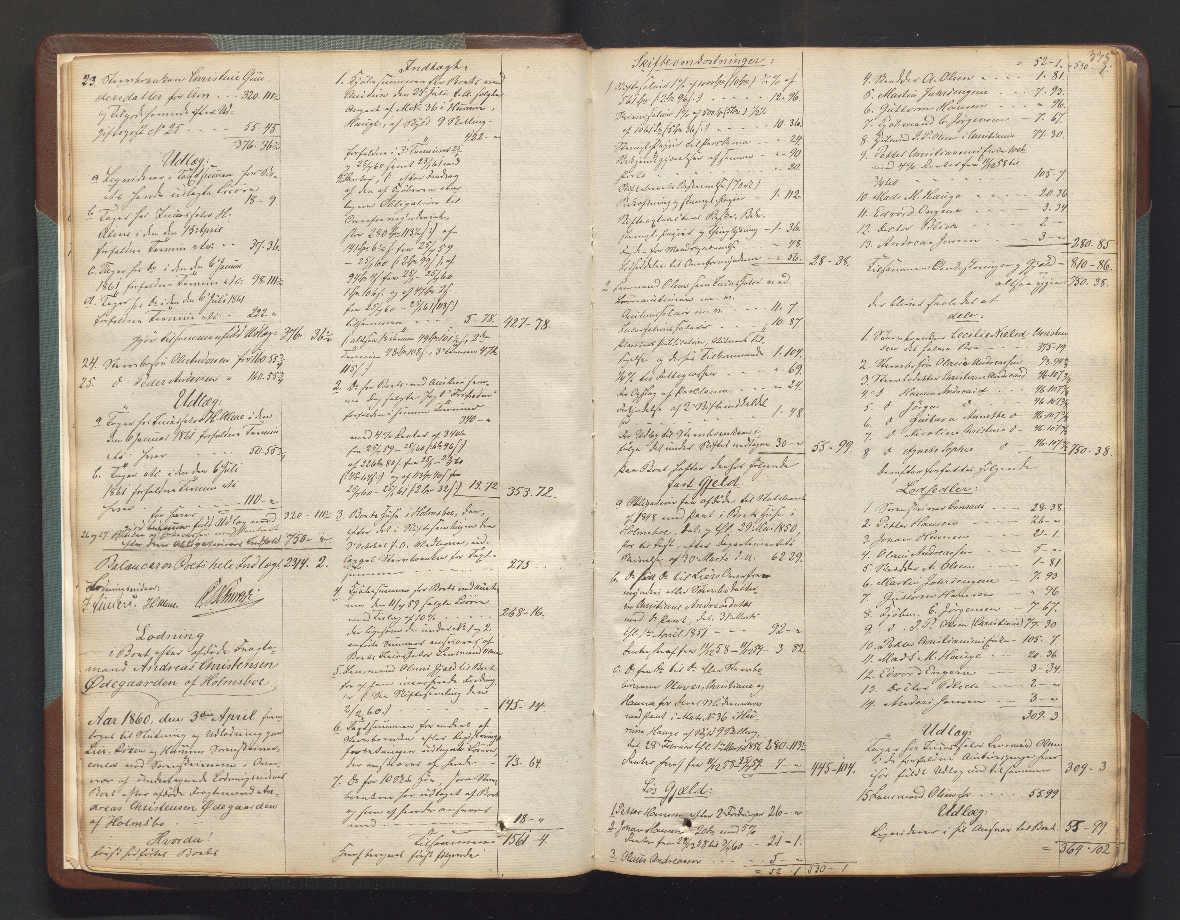 Lier, Røyken og Hurum sorenskriveri, AV/SAKO-A-89/H/He/L0001b: Skifteutlodningsprotokoll, 1859-1875, s. 374b-375a